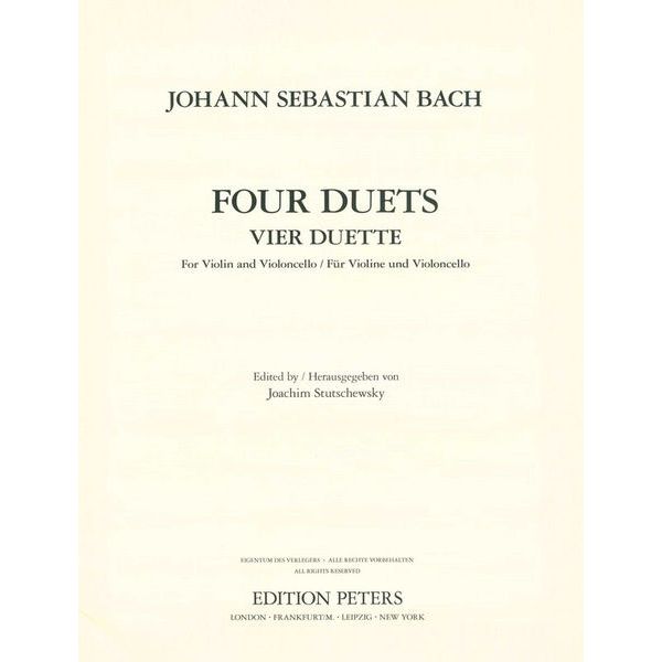 Edition Peters Bach Duette Violine und Cello