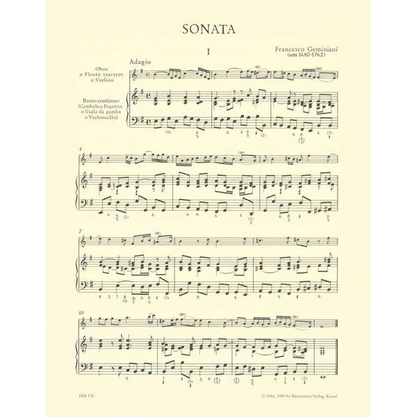 Brenreiter Geminiani Sonate e-moll Oboe