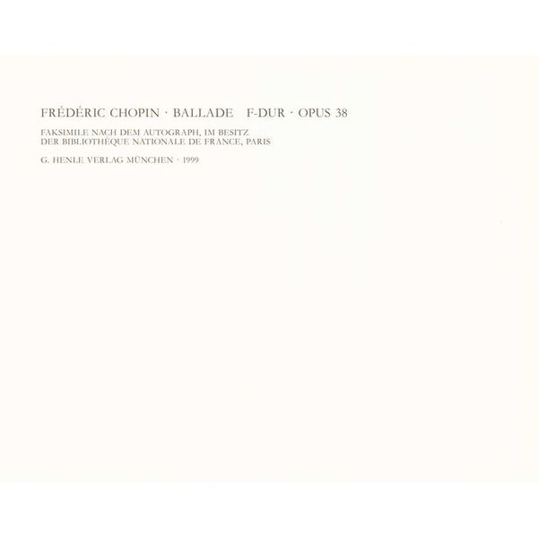 Henle Verlag Chopin Ballade F-dur op. 38