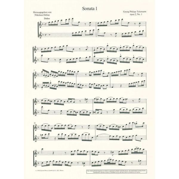 Schott Telemann 6 Sonaten Flute 1