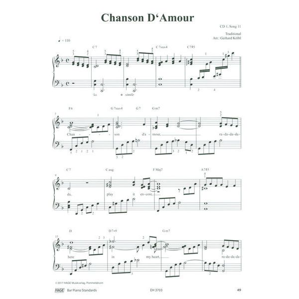 Hage Musikverlag Bar Piano Standards