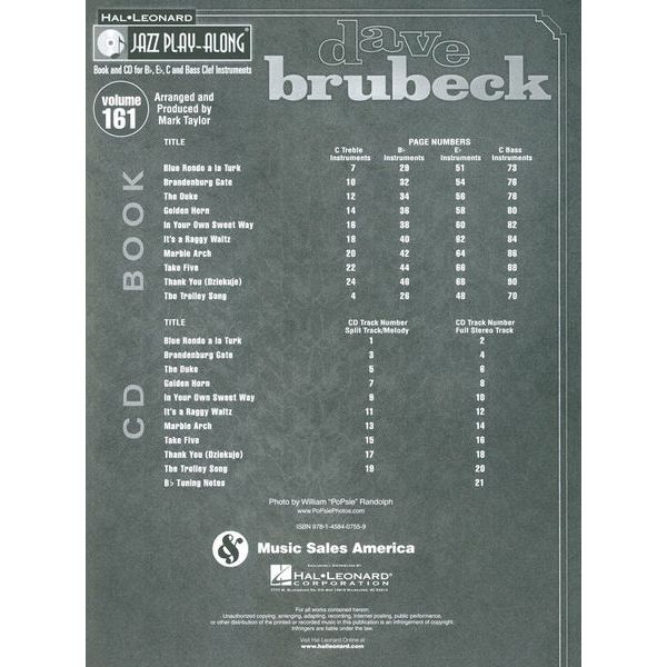 Hal Leonard Jazz Play-Along Dave Brubeck