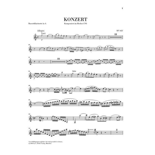 Henle Verlag Mozart Klarinettenkonzert
