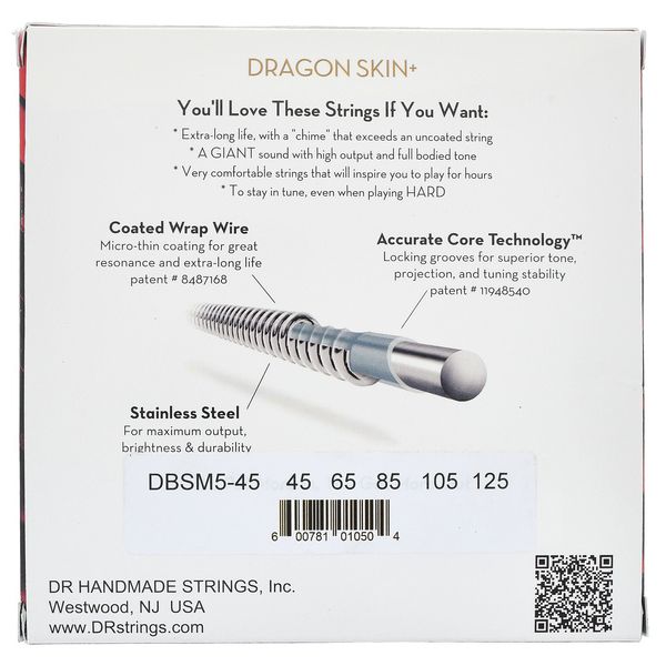 DR Strings Dragon Skin+ DBSM5-45 Coated