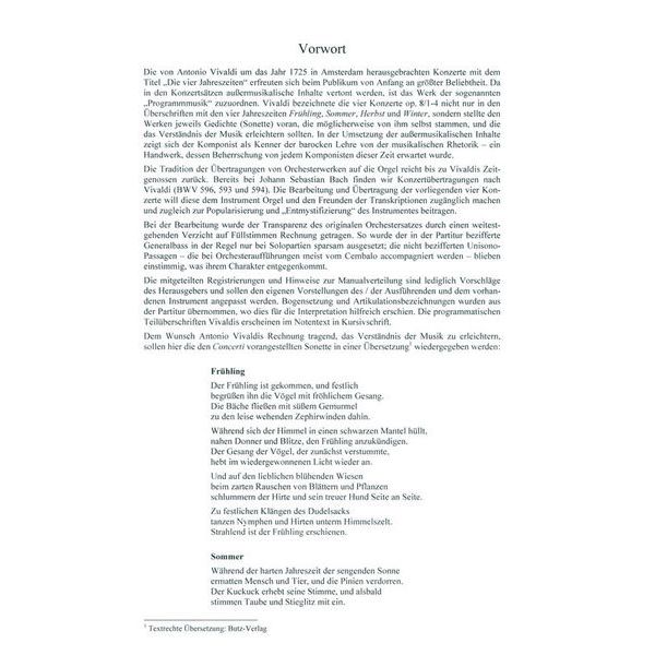 Dr. J. Butz Musikverlag Vivaldi 4 Jahreszeiten Orgel