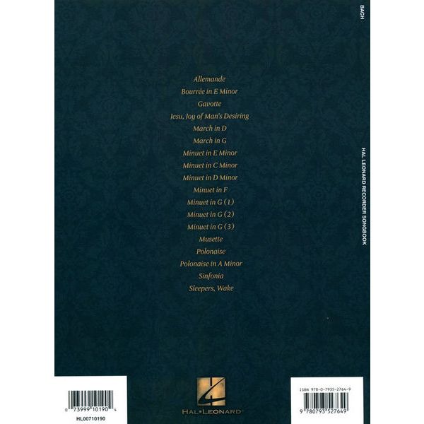 Hal Leonard Bach Recorder