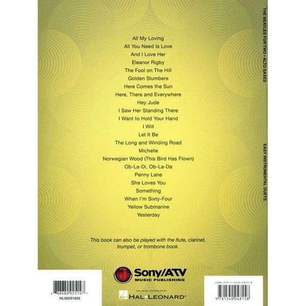 Hal Leonard The Beatles For Two Saxophones