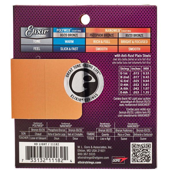 Elixir 11182 80/20 Bronze HD Light