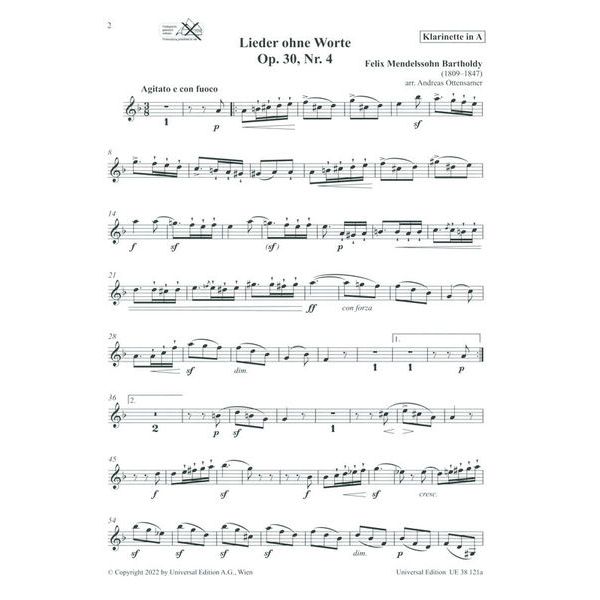 Universal Edition Mendelssohn Lieder ohne Worte
