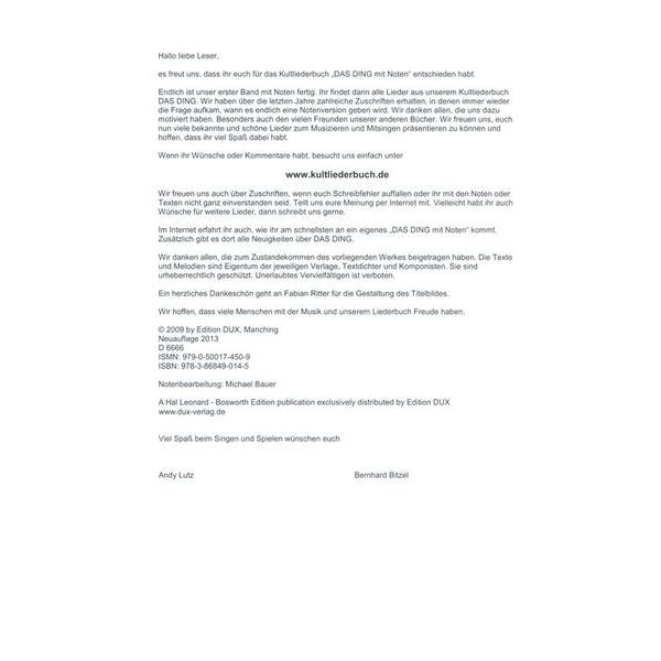Edition Dux Das Ding 1 mit Noten