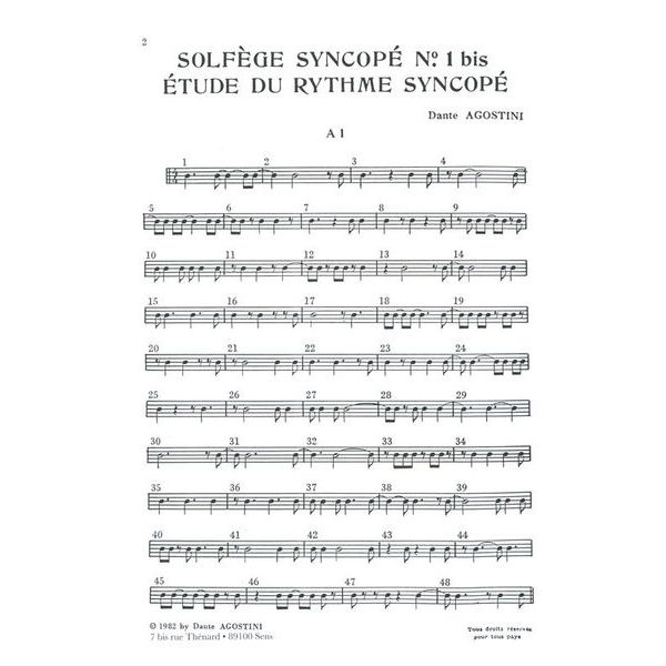 Dante Agostini Solfège Syncope 1 bis