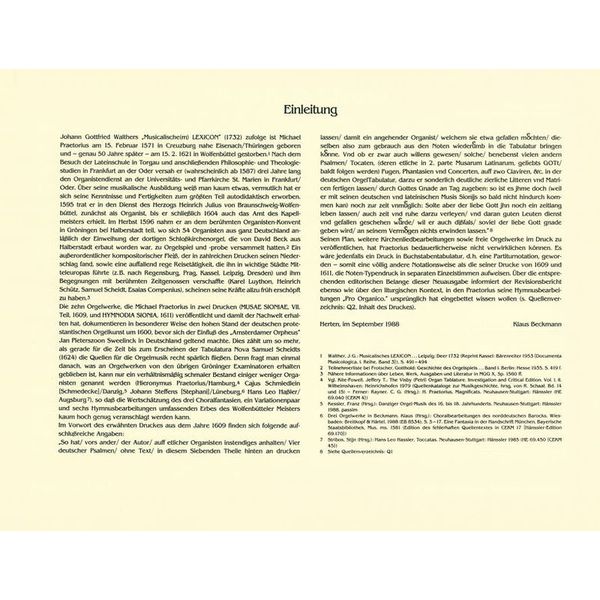 Breitkopf & Hrtel Praetorius Orgelwerke