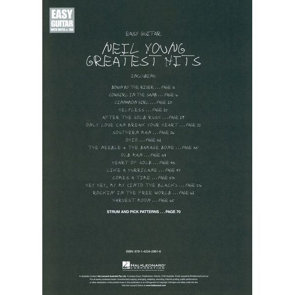 Hal Leonard Neil Young Greatest Hits