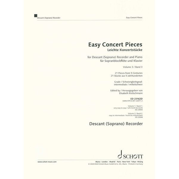Schott Easy Concert Pieces Recorder 3