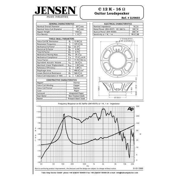 Jensen C12K Ceramic Vintage 16Ohm
