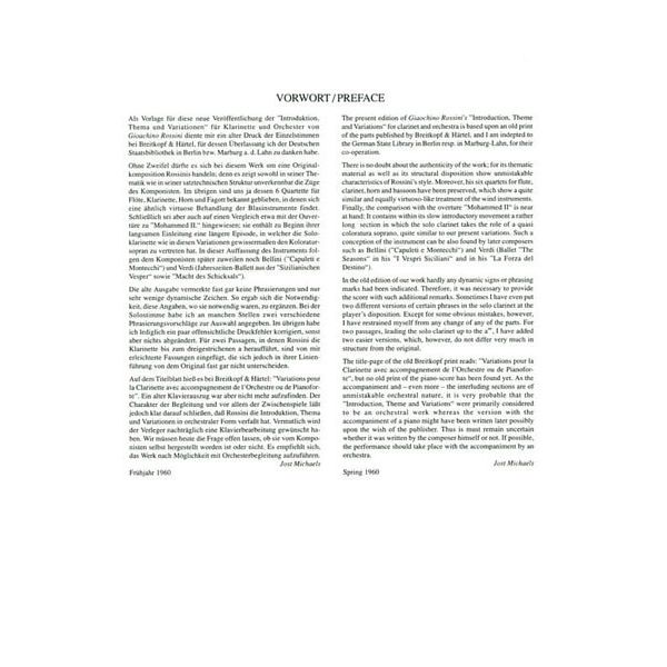 Sikorski Musikverlage Rossini Introduction Clarinet