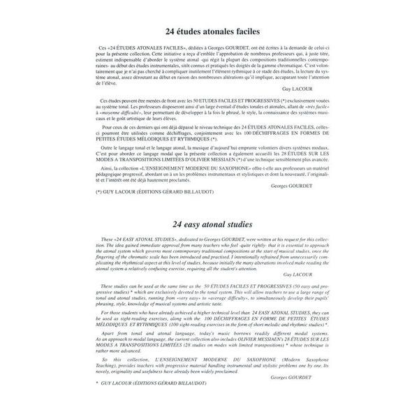 Editions Billaudot Etudes Atonales Faciles Sax
