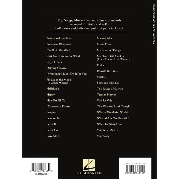 Hal Leonard Big Book Violin & Cello Duets