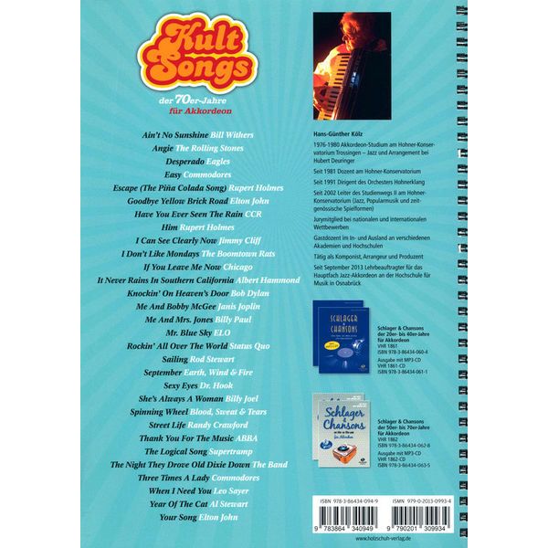 Holzschuh Verlag Kultsongs 70 Akkordeon