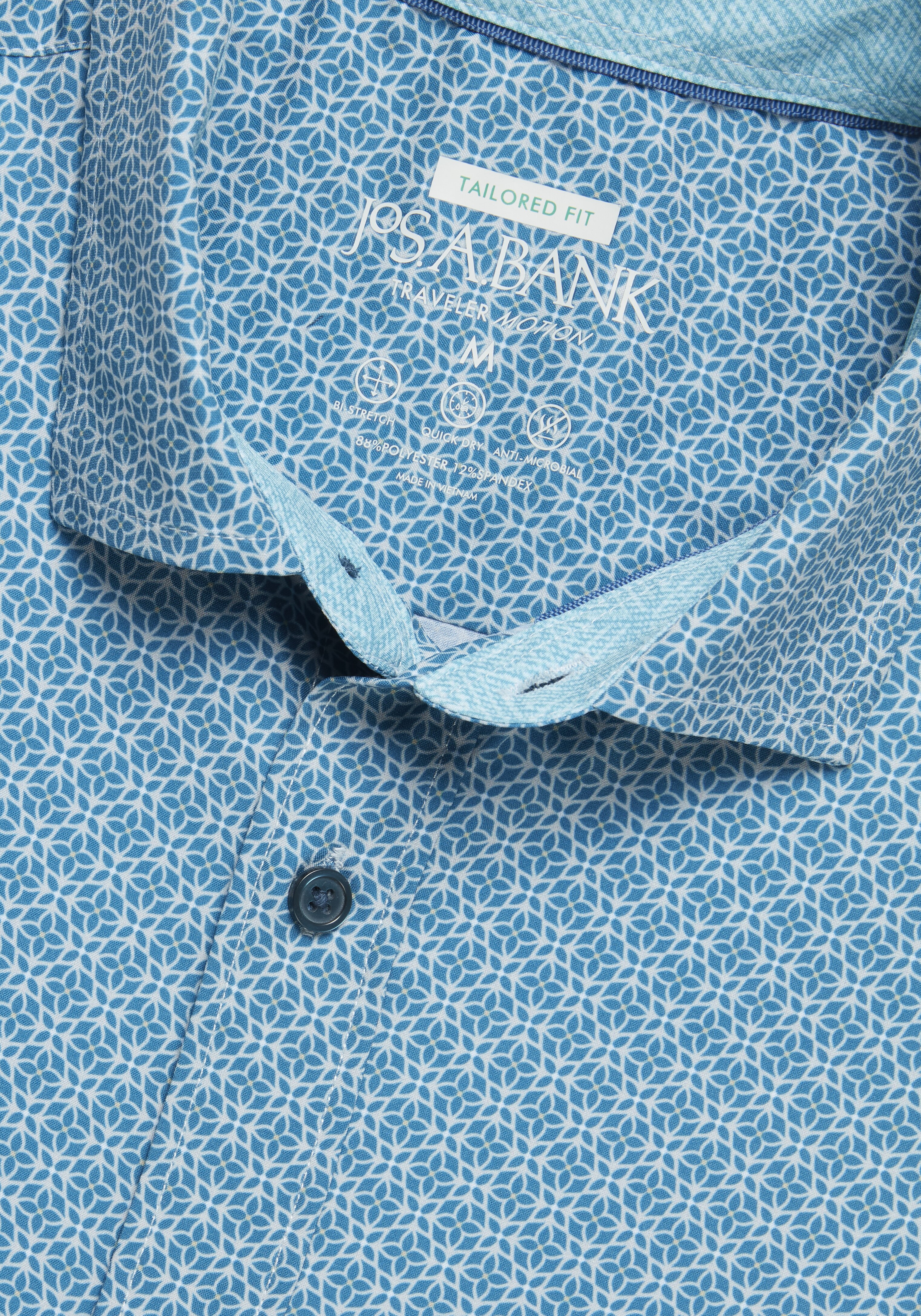Traveler Motion Tailored Fit 4-Way Stretch Geometric Sportshirt - Big & Tall