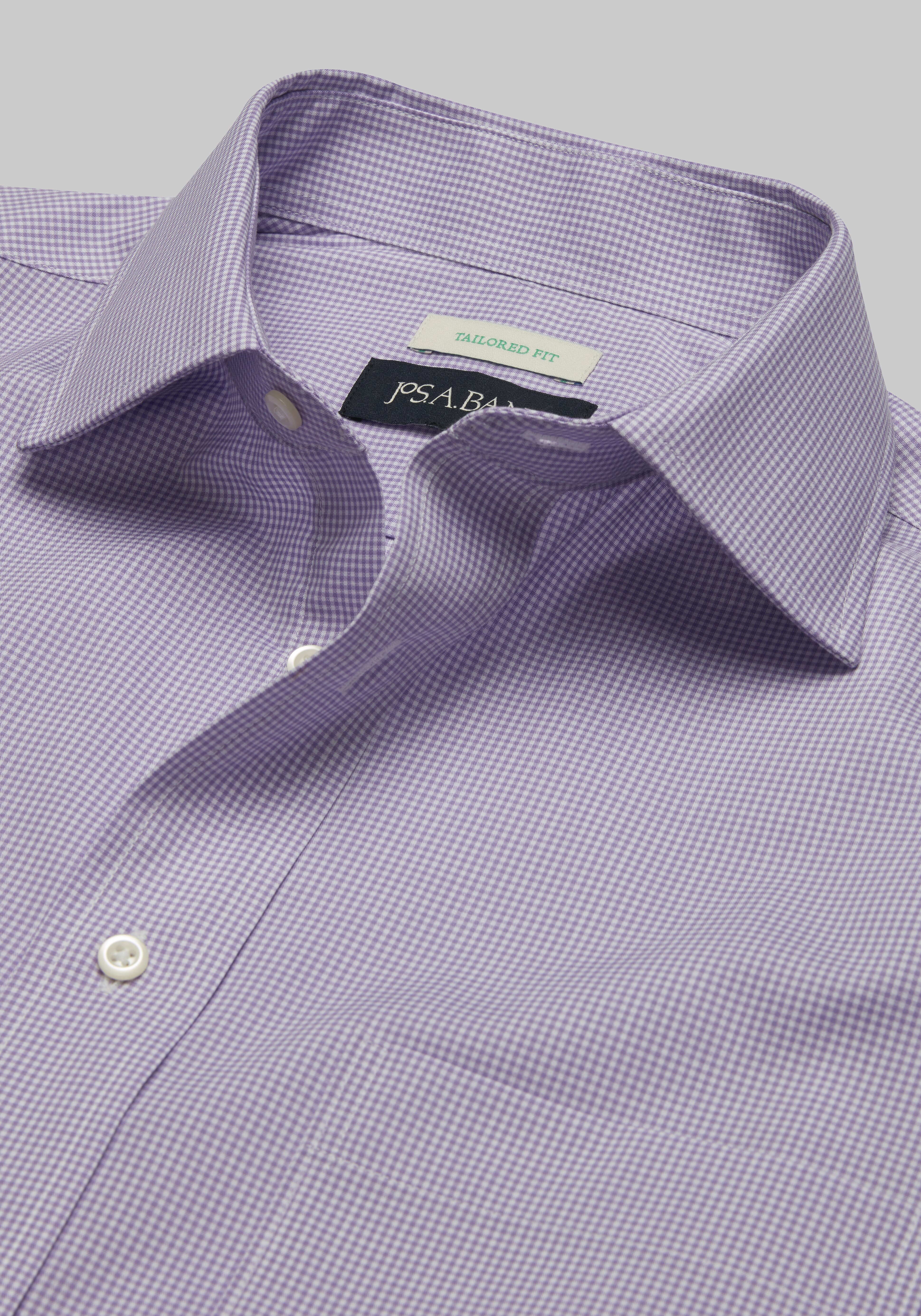 Jos. A. Bank Tailored Fit Spread Collar Mini Check Dress Shirt