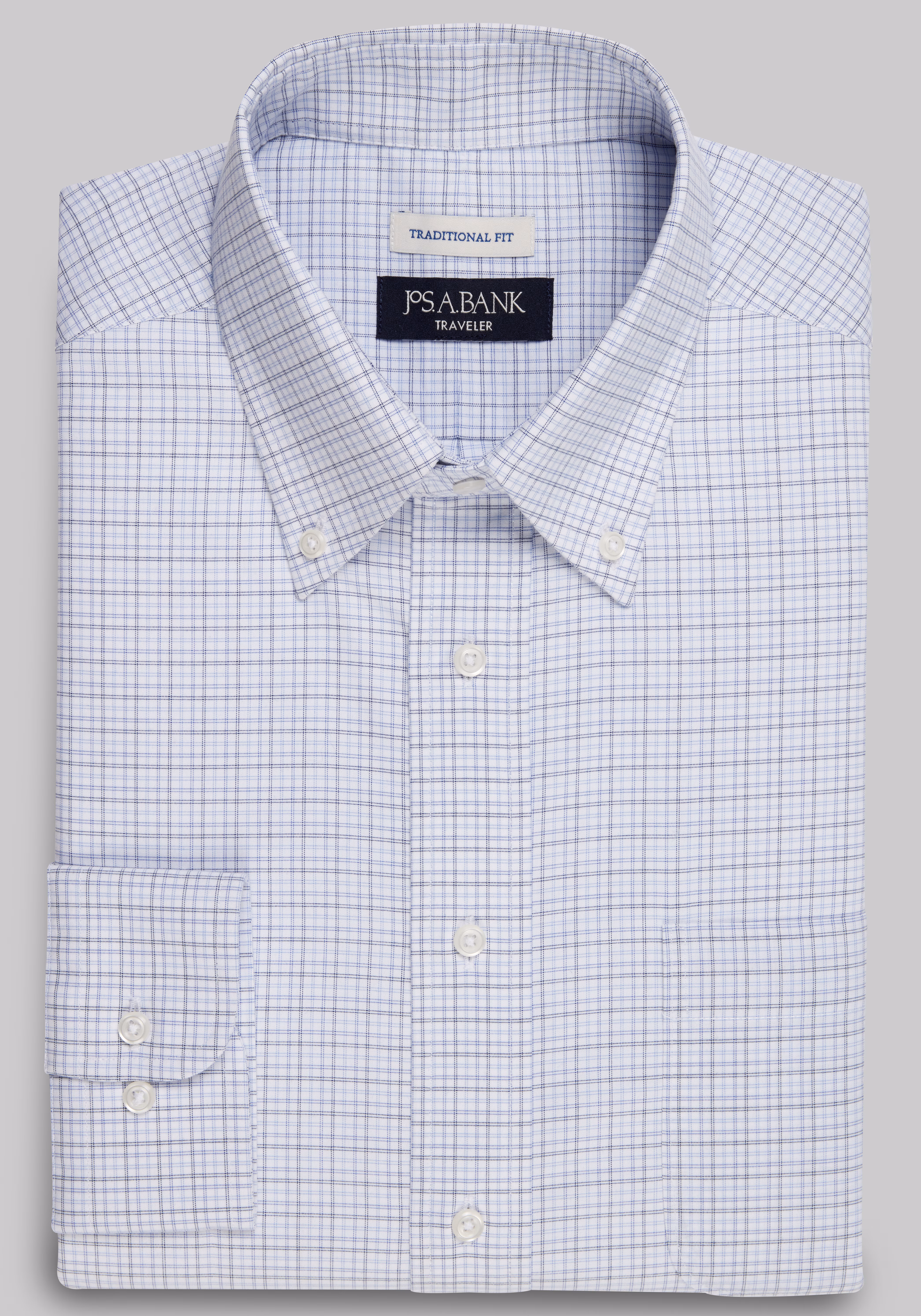 Traveler Collection Traditional Fit Button-Down Collar Check Dress Shirt - Big & Tall