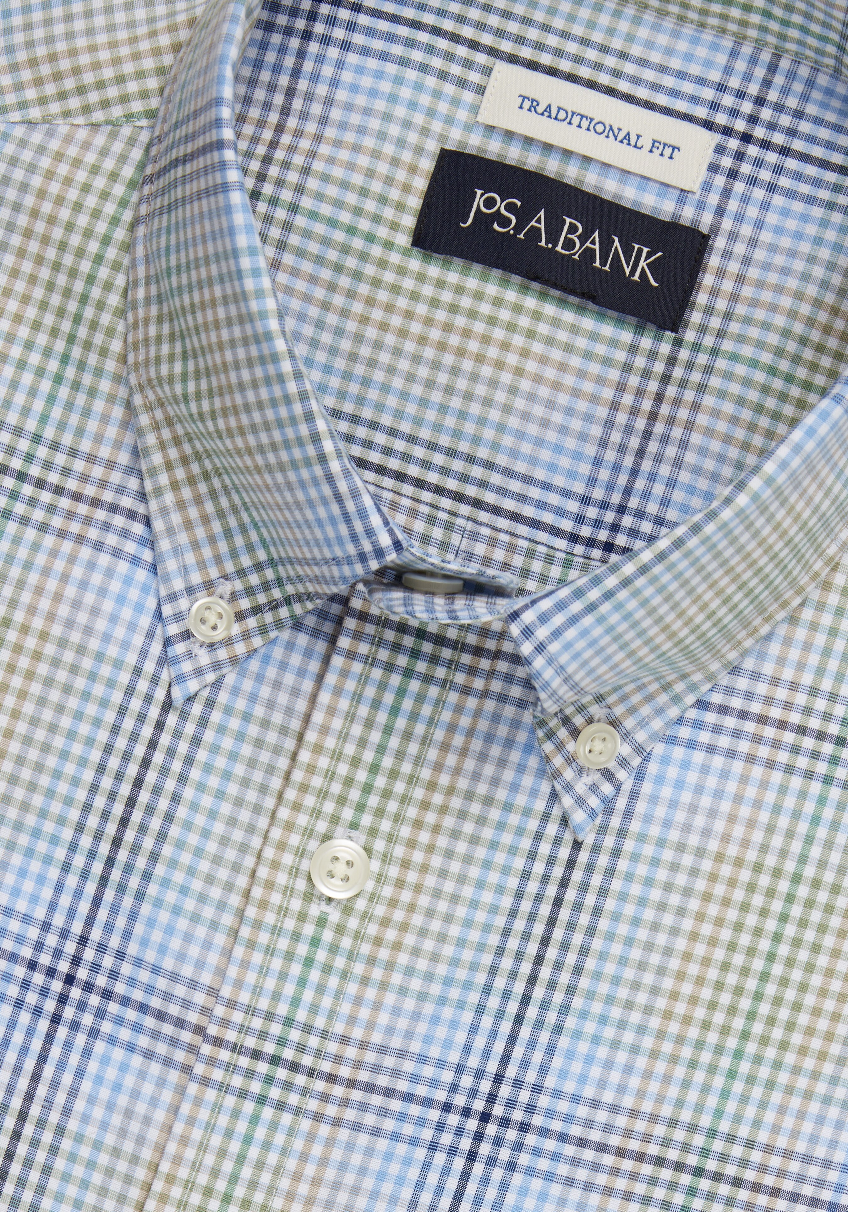 Jos. A. Bank Comfort Stretch Traditional Fit Tonal Plaid Long Sleeve Sportshirt - Big & Tall