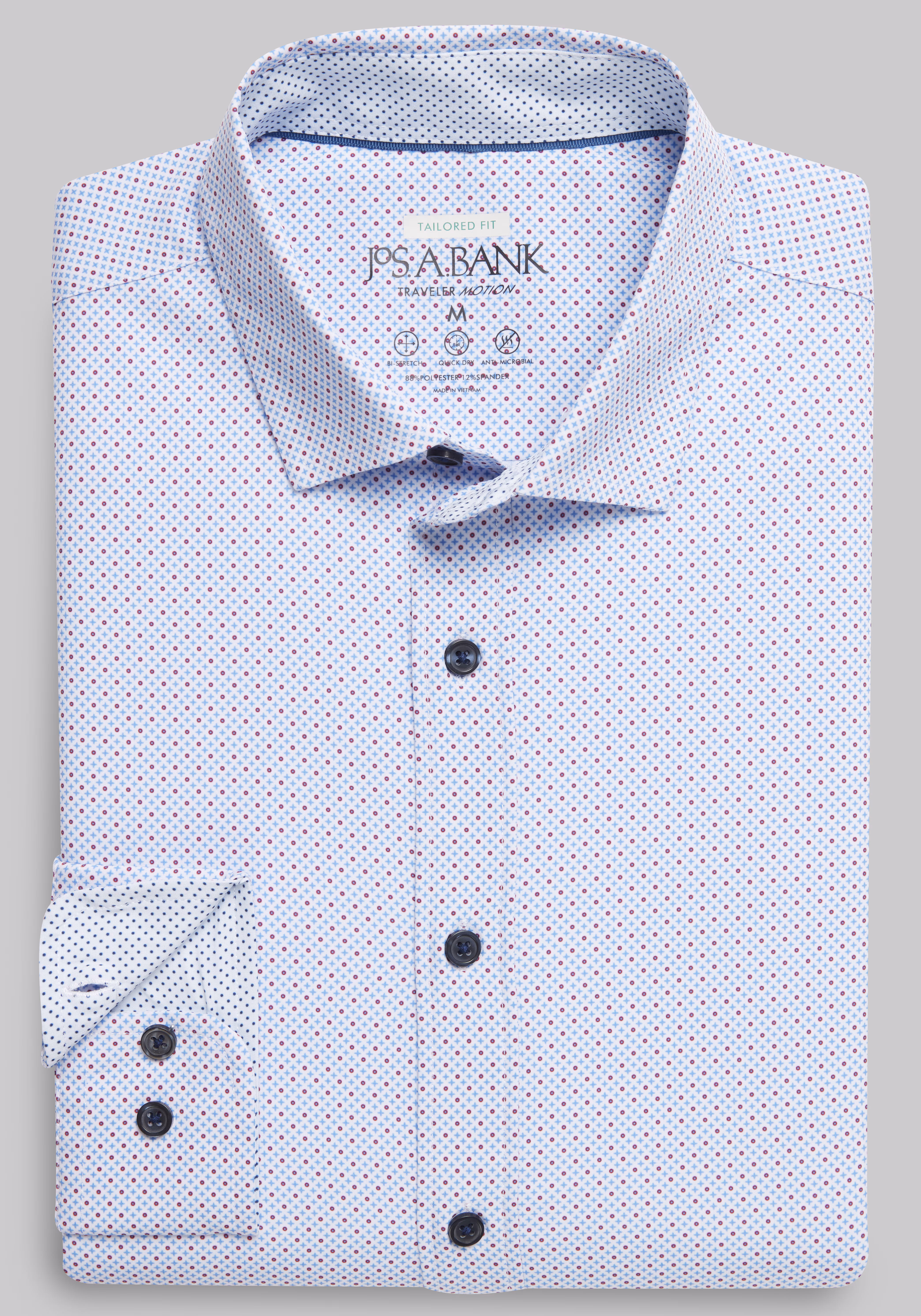Traveler Motion Tailored Fit 4-Way Stretch Dot Sportshirt - Big & Tall
