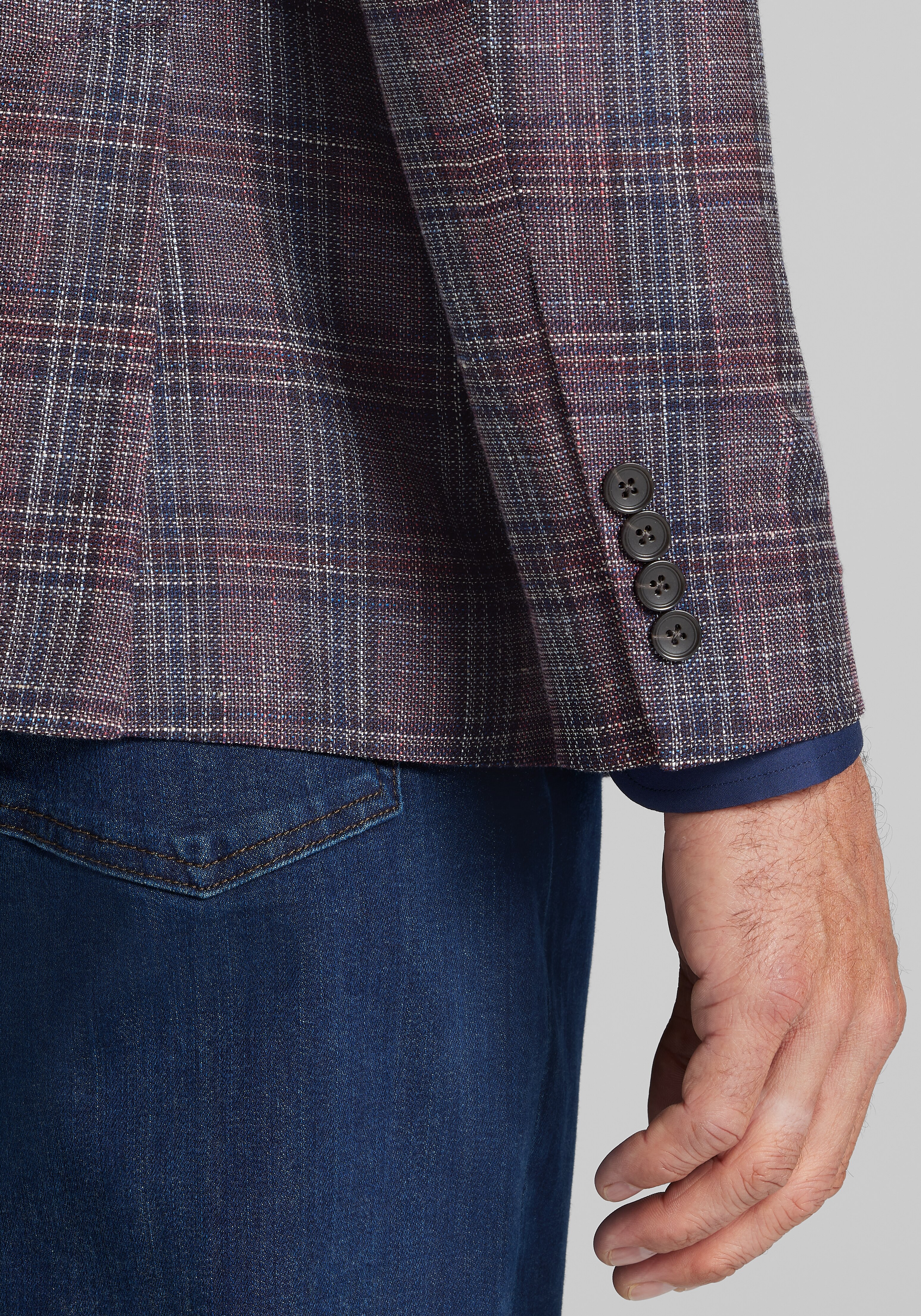 Reserve Collection Tailored Fit Wool-Cotton Blend Plaid Sport Coat