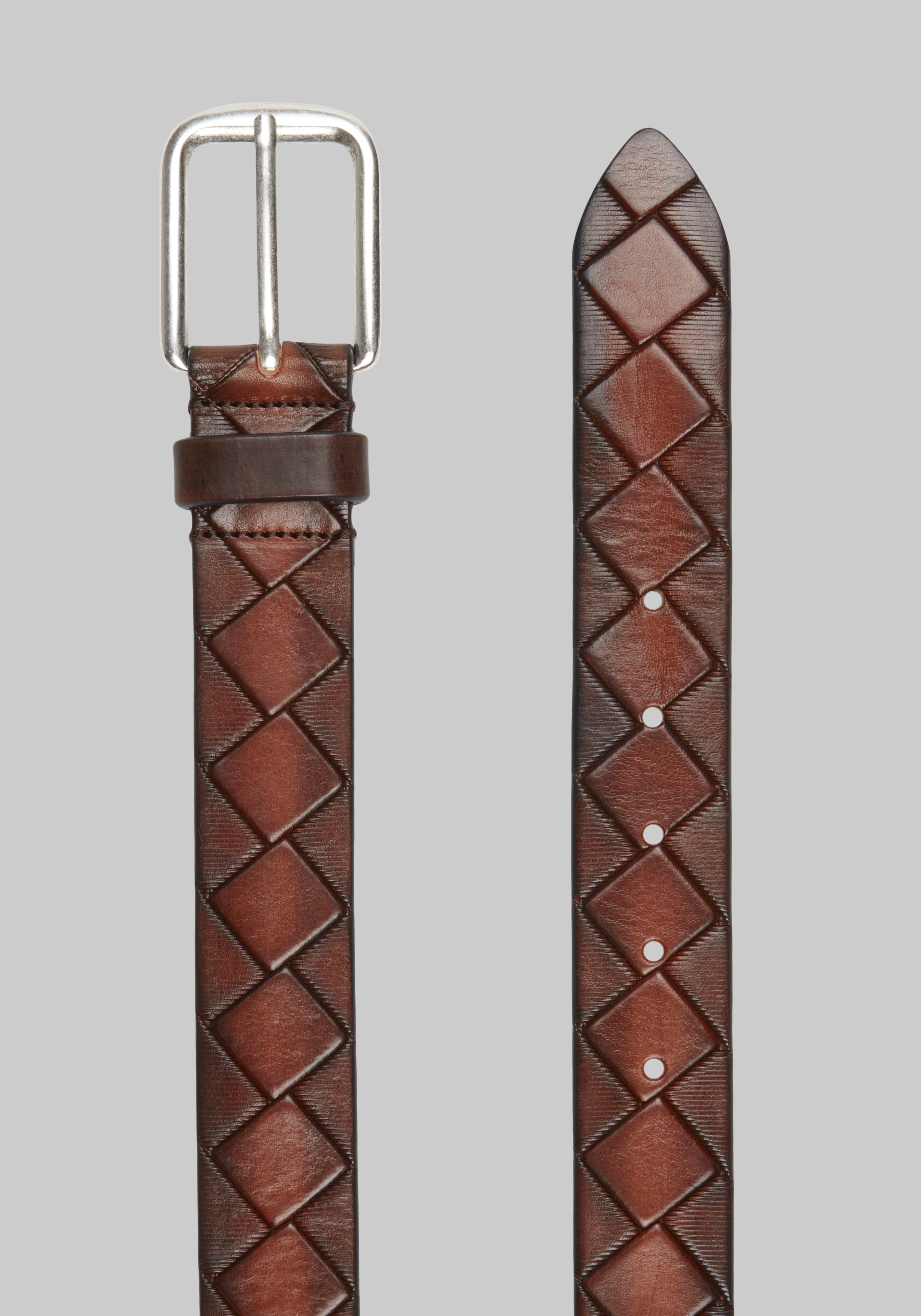 Johnston & Murphy Basketweave Leather Belt - Long