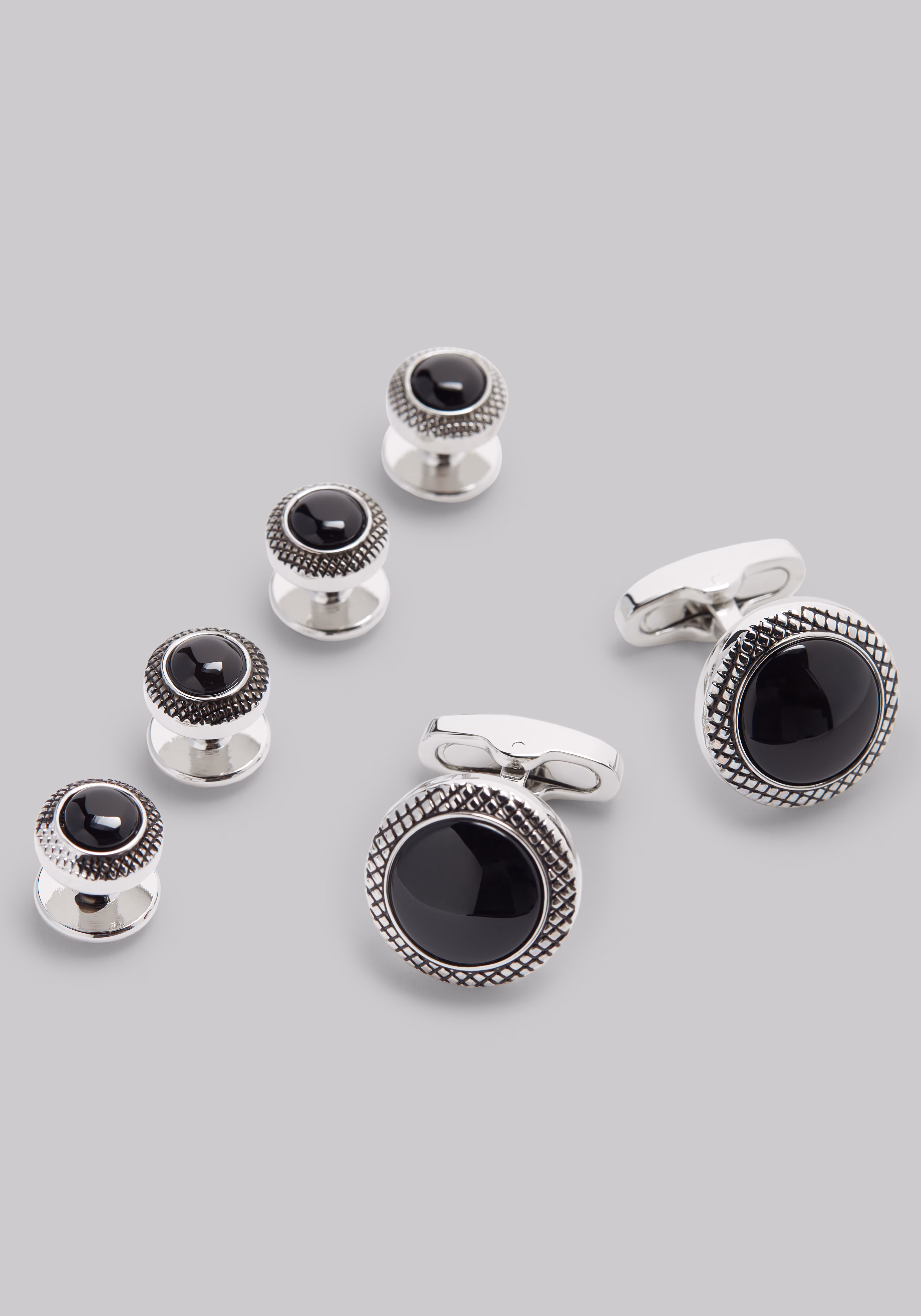 Jos. A. Bank Round Black Onyx Cufflink & Stud Set