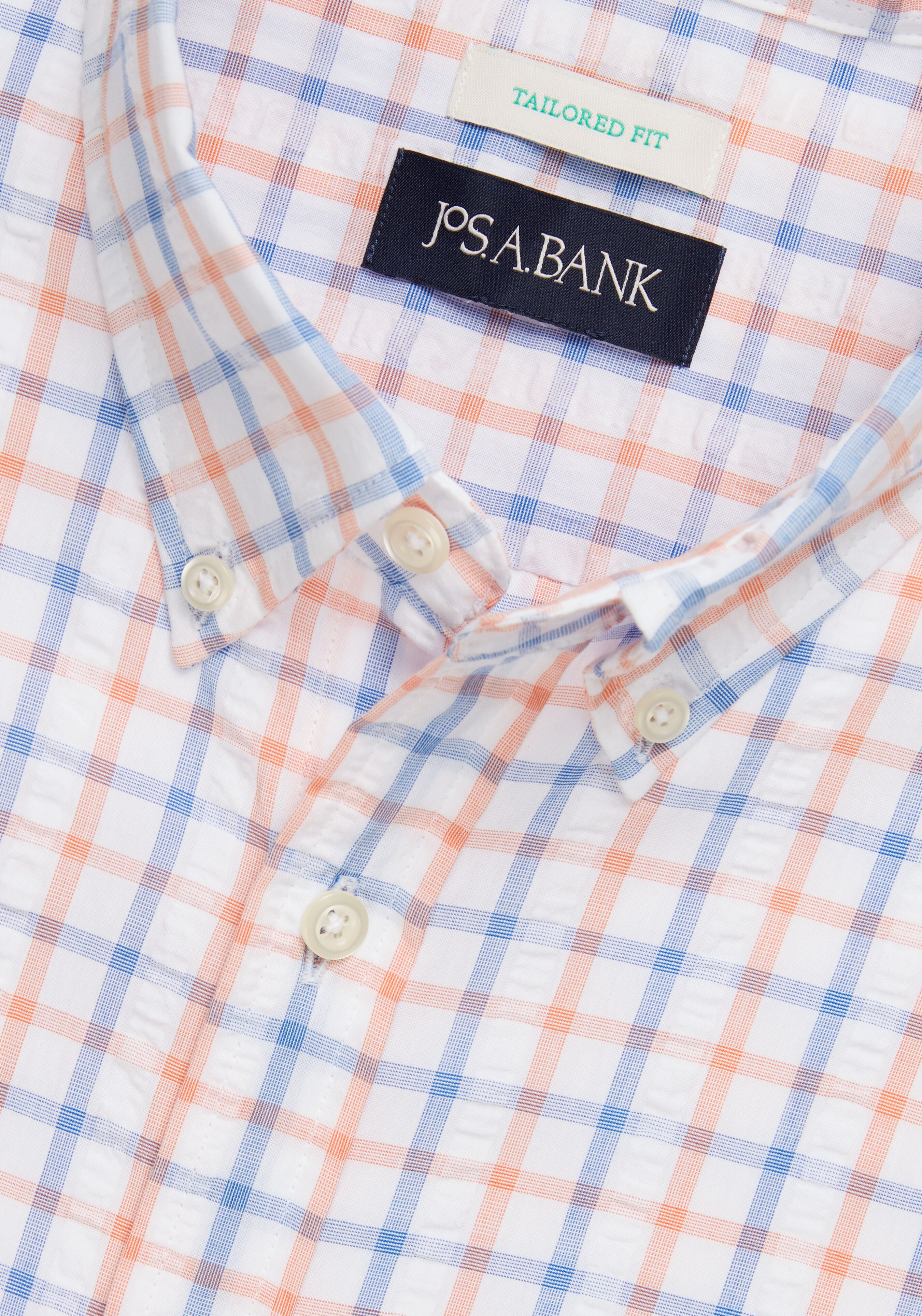 Jos. A. Bank Comfort Stretch Tailored Fit Tattersall Short Sleeve Sportshirt - Big & Tall