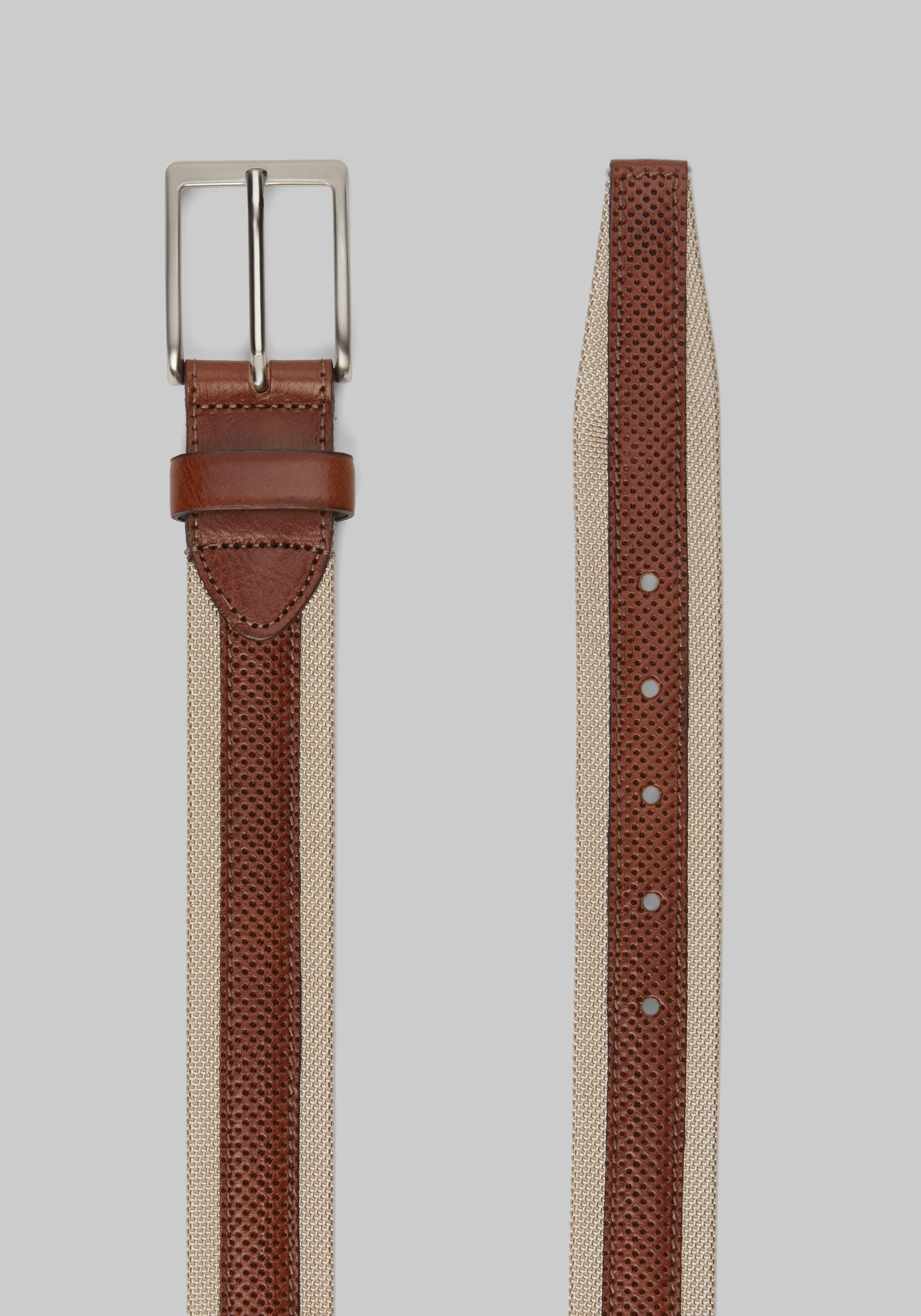 Jos. A. Bank Perforated Leather and Nylon Feather Edge Belt - Long