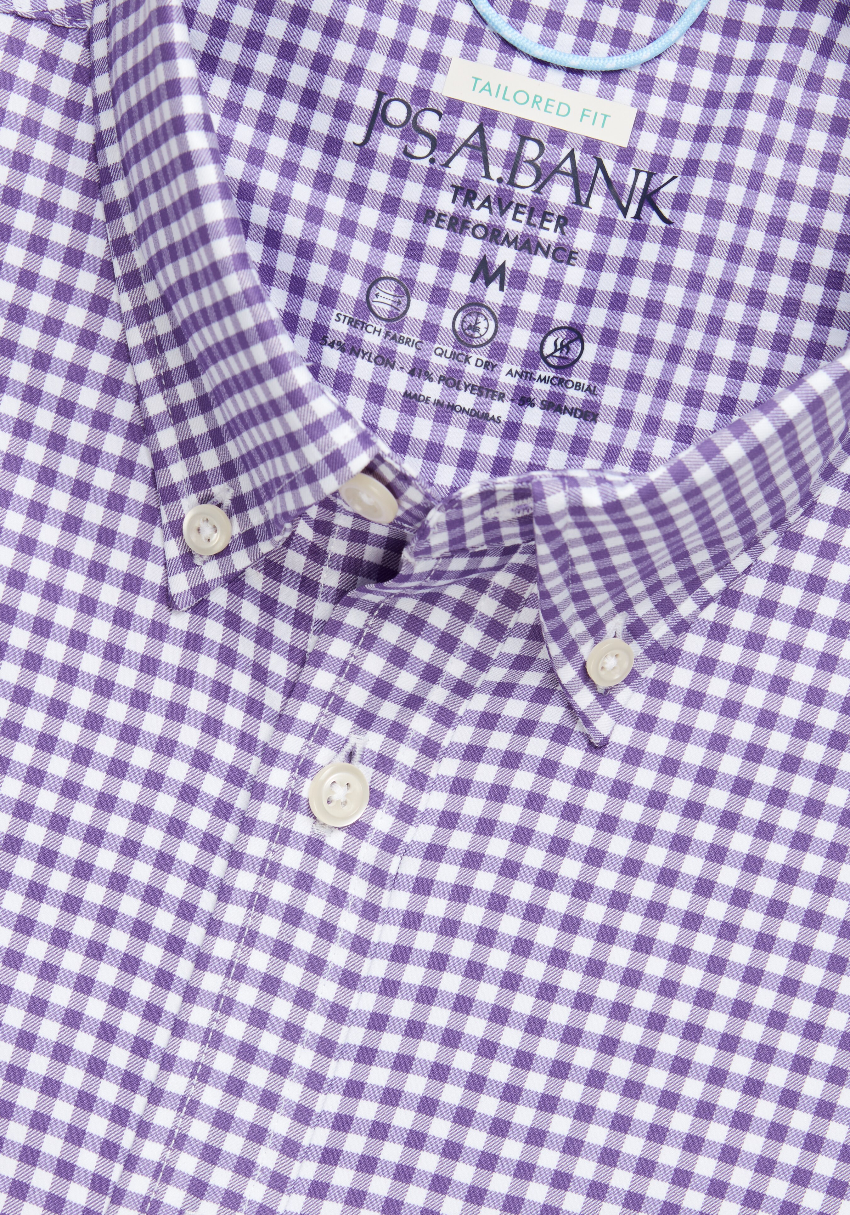 Traveler Performance Tailored Fit Check Button-Down Collar Sportshirt
