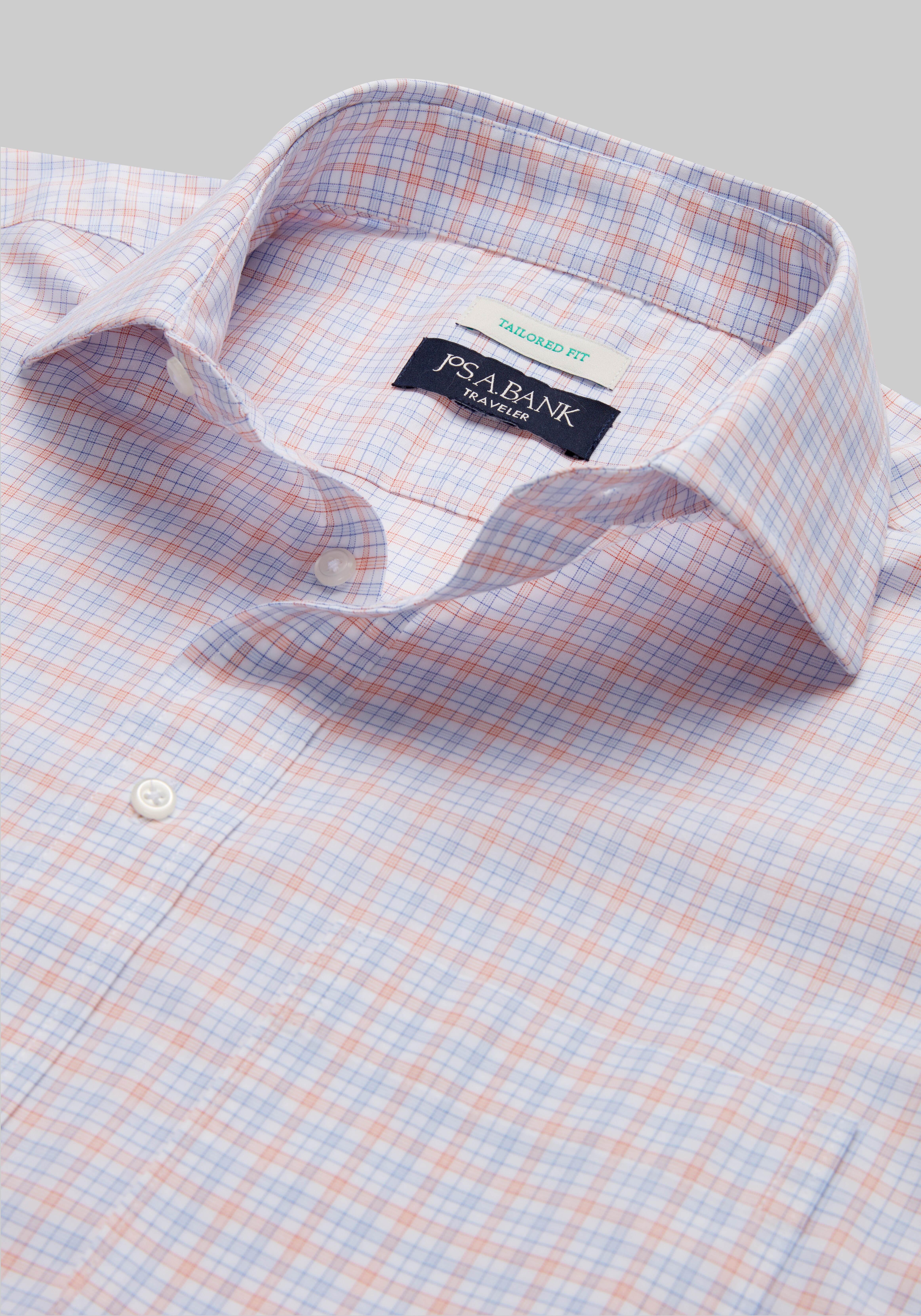 Traveler Collection Tailored Fit Spread Collar Plaid Dress Shirt