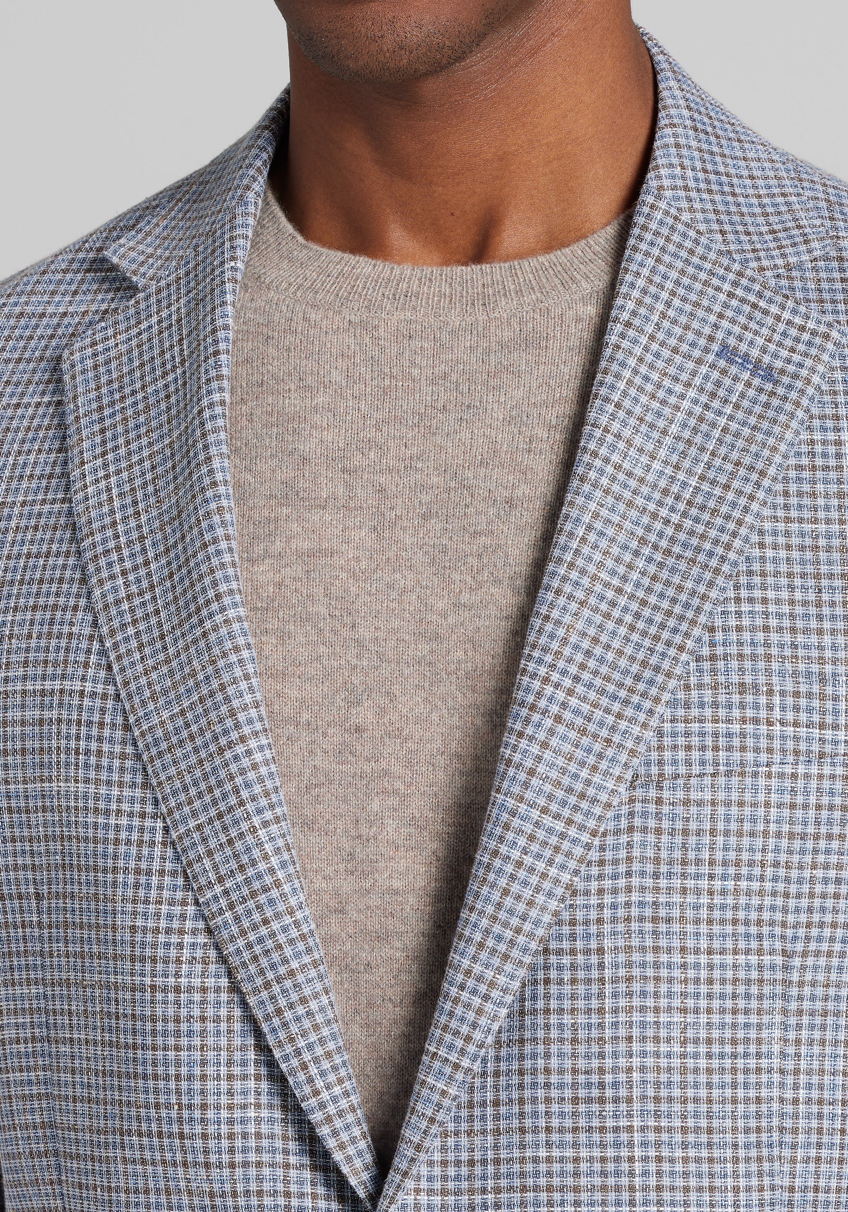 Reserve Collection Tailored Fit Wool-Cotton Blend Check Sportcoat