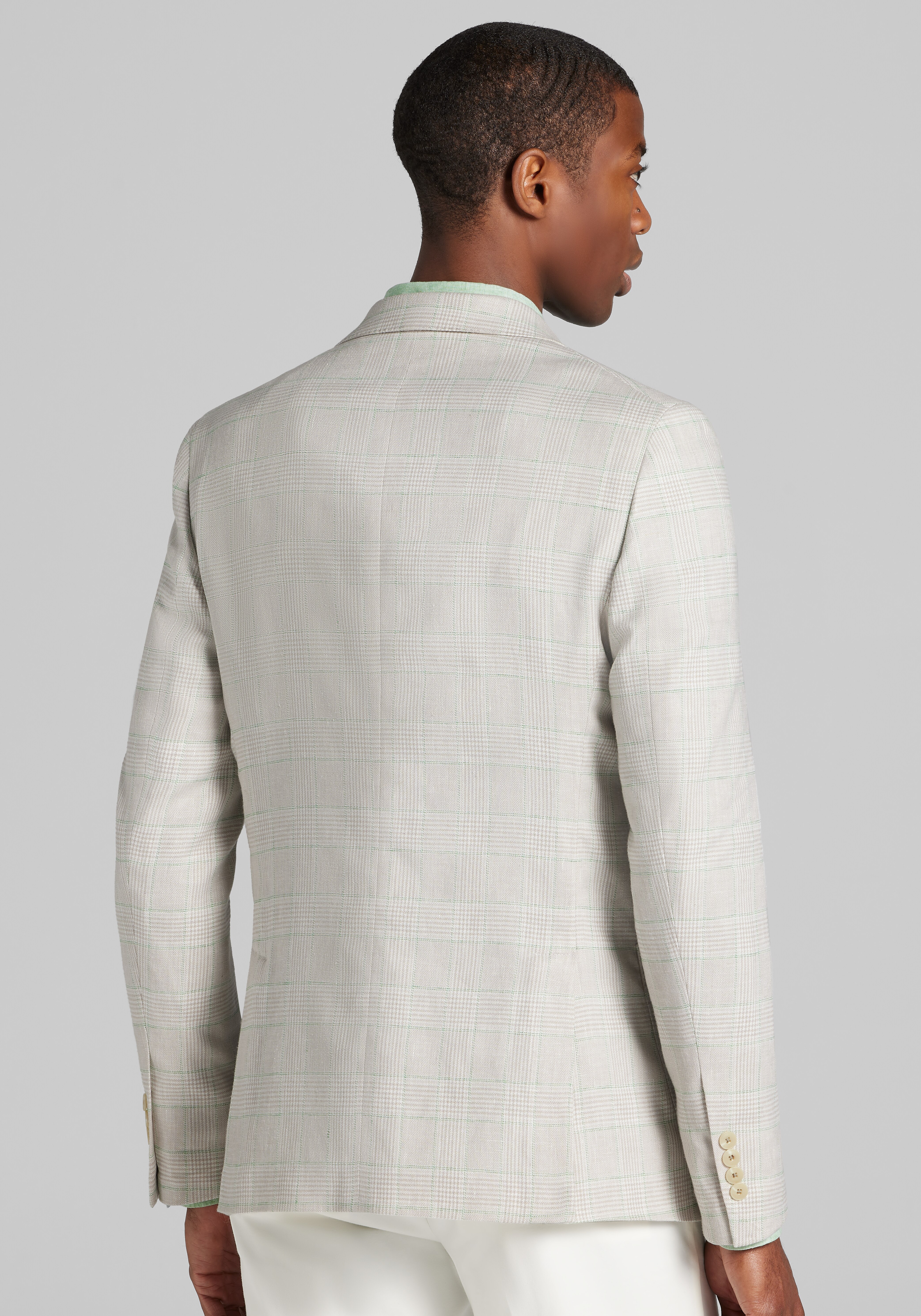 Jos. A. Bank Comfort Stretch Slim Fit Plaid Linen Blend Sportcoat