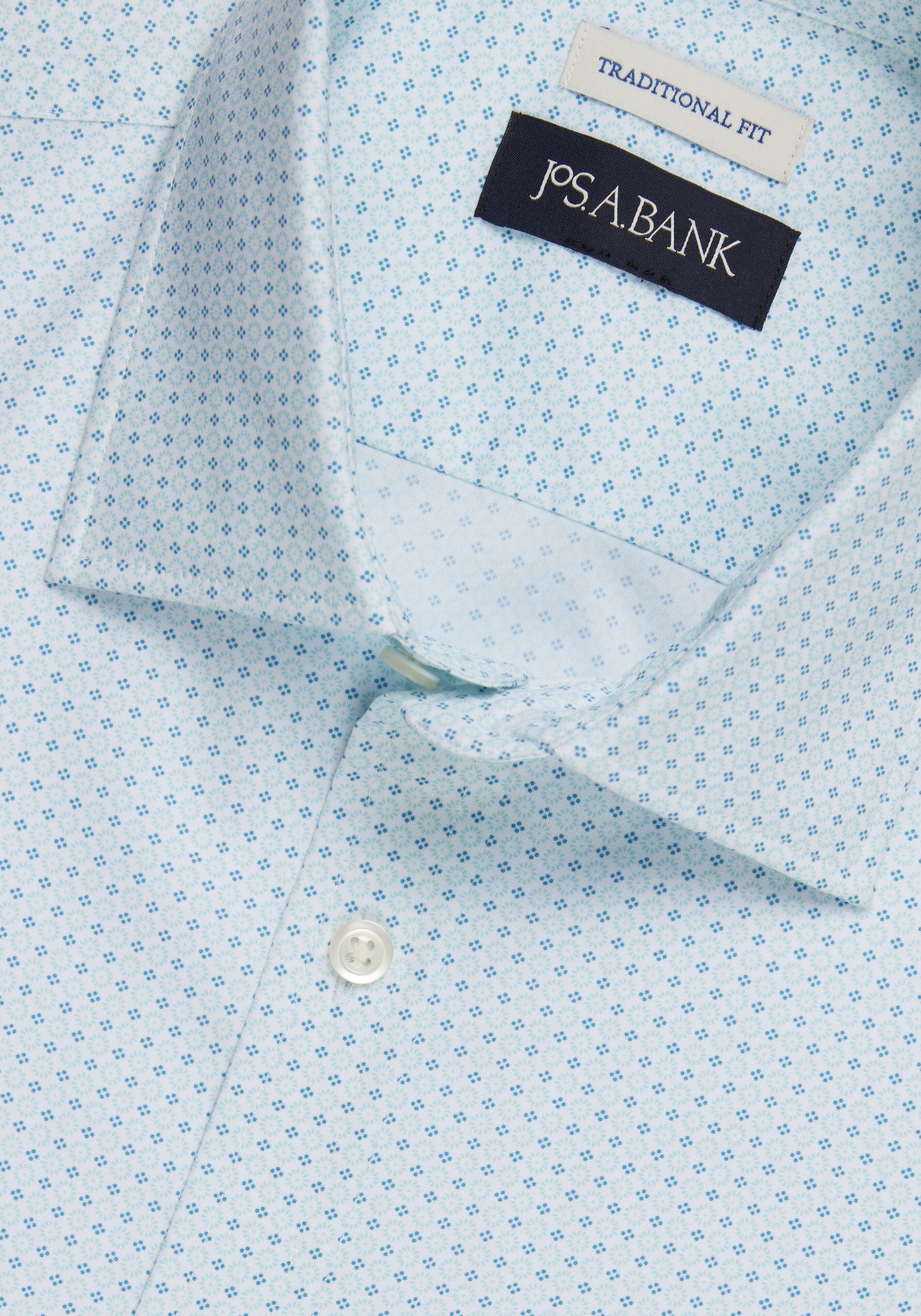 Jos. A. Bank Comfort Stretch Traditional Fit Diamond Dot Long Sleeve Sportshirt - Big & Tall