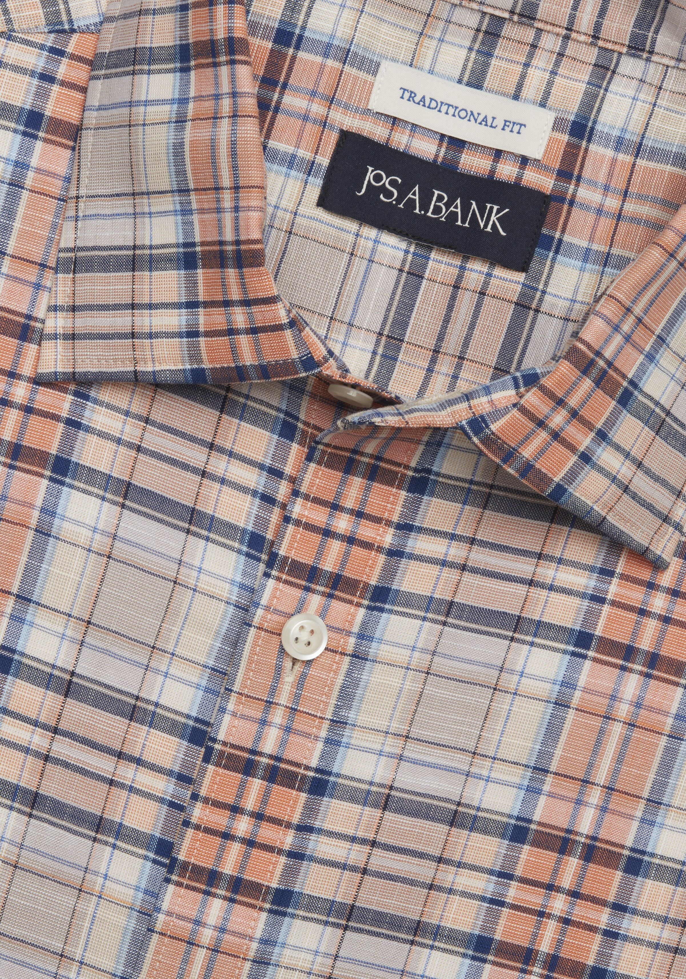 Jos. A. Bank Traditional Fit Plaid Comfort Stretch Short-Sleeve Sportshirt - Big & Tall