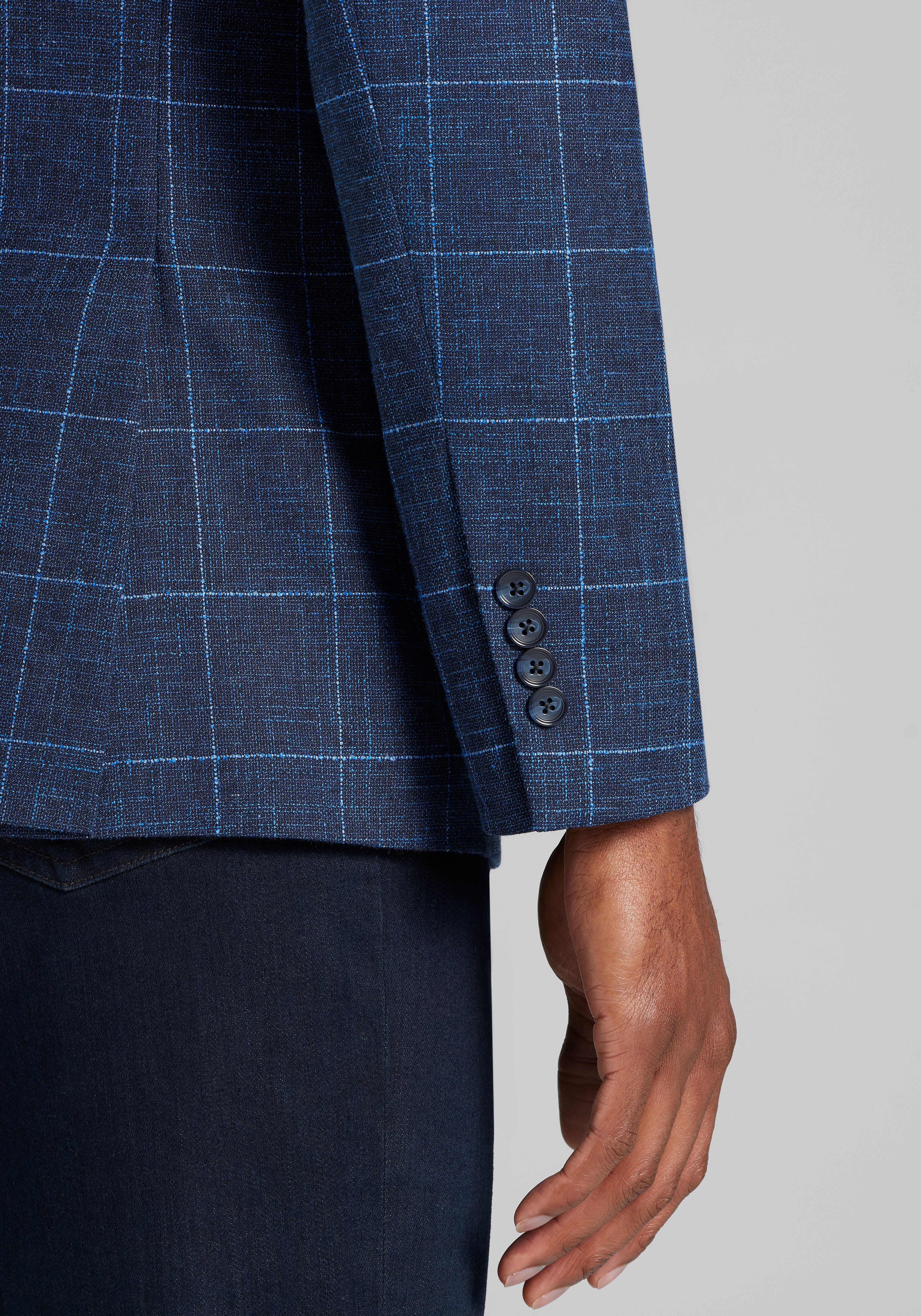 Reserve Collection Tailored Fit Wool-Cotton Blend Windowpane Sportcoat