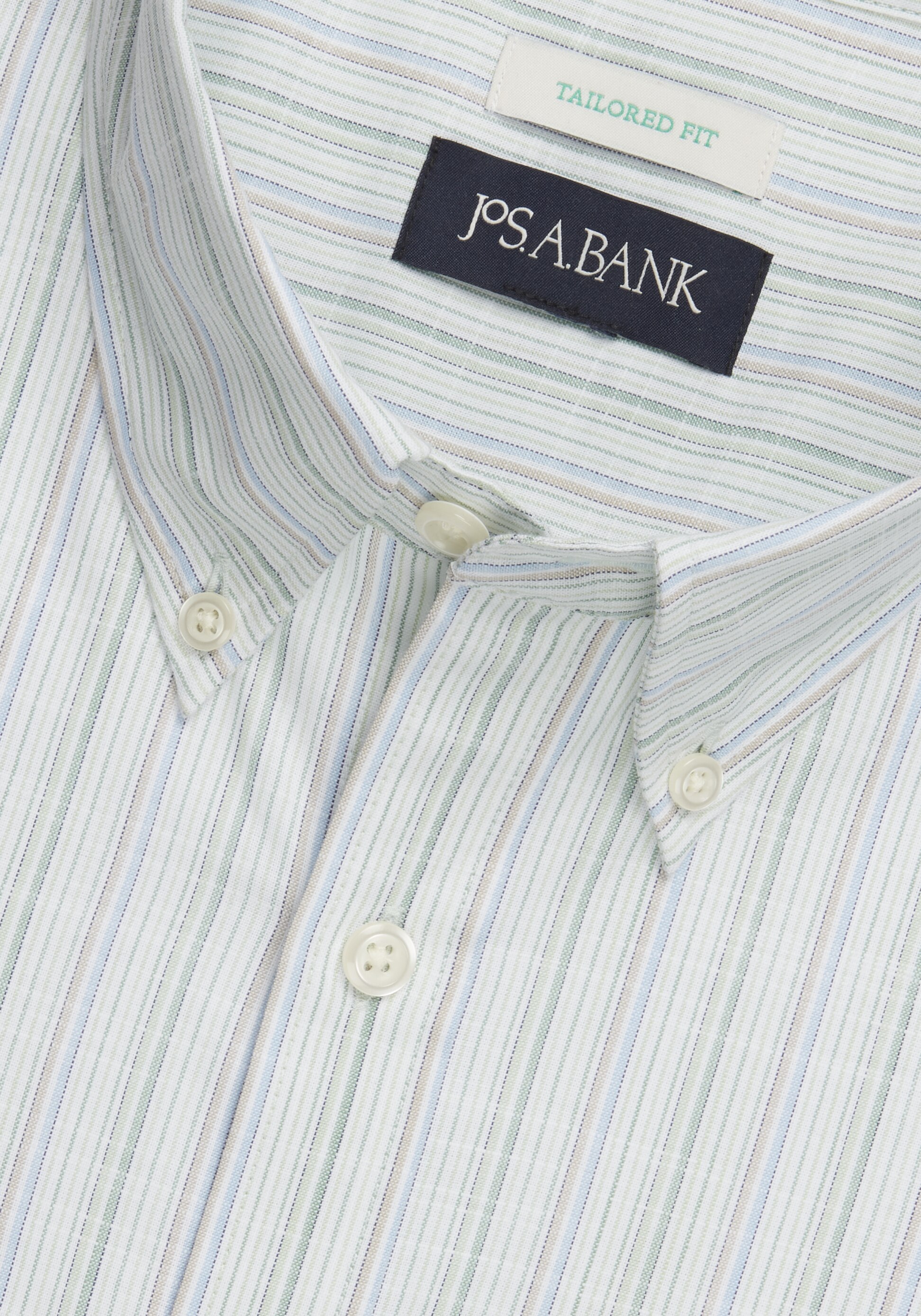 Jos. A. Bank Tailored Fit Comfort Stretch Stripe Short Sleeve Sportshirt