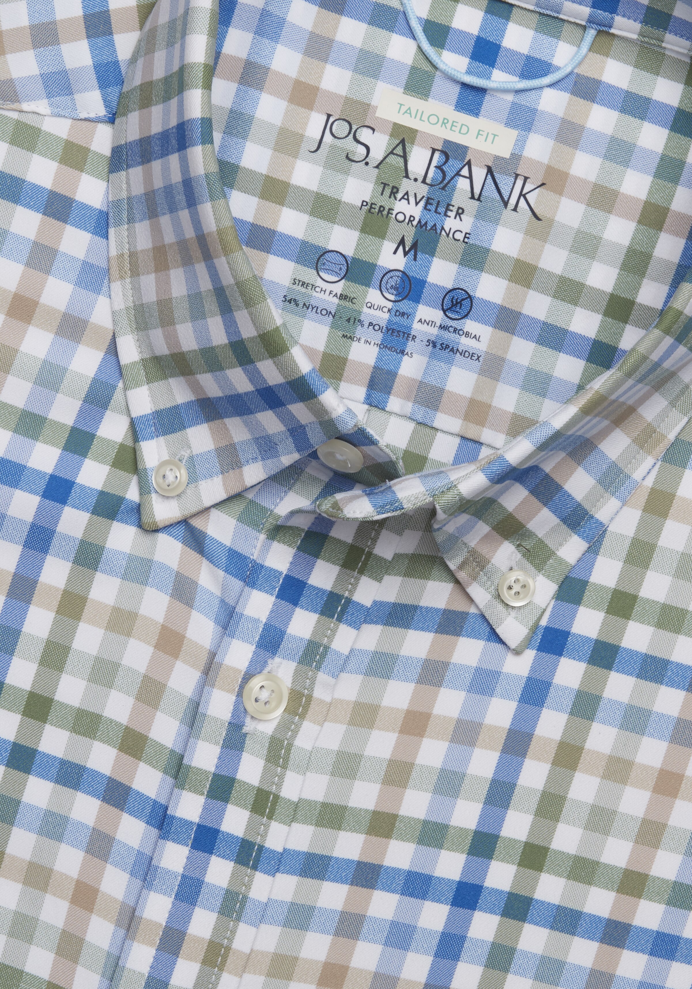 Traveler Performance Tailored Fit Check 4 Way Stretch Long Sleeve Sportshirt - Big & Tall