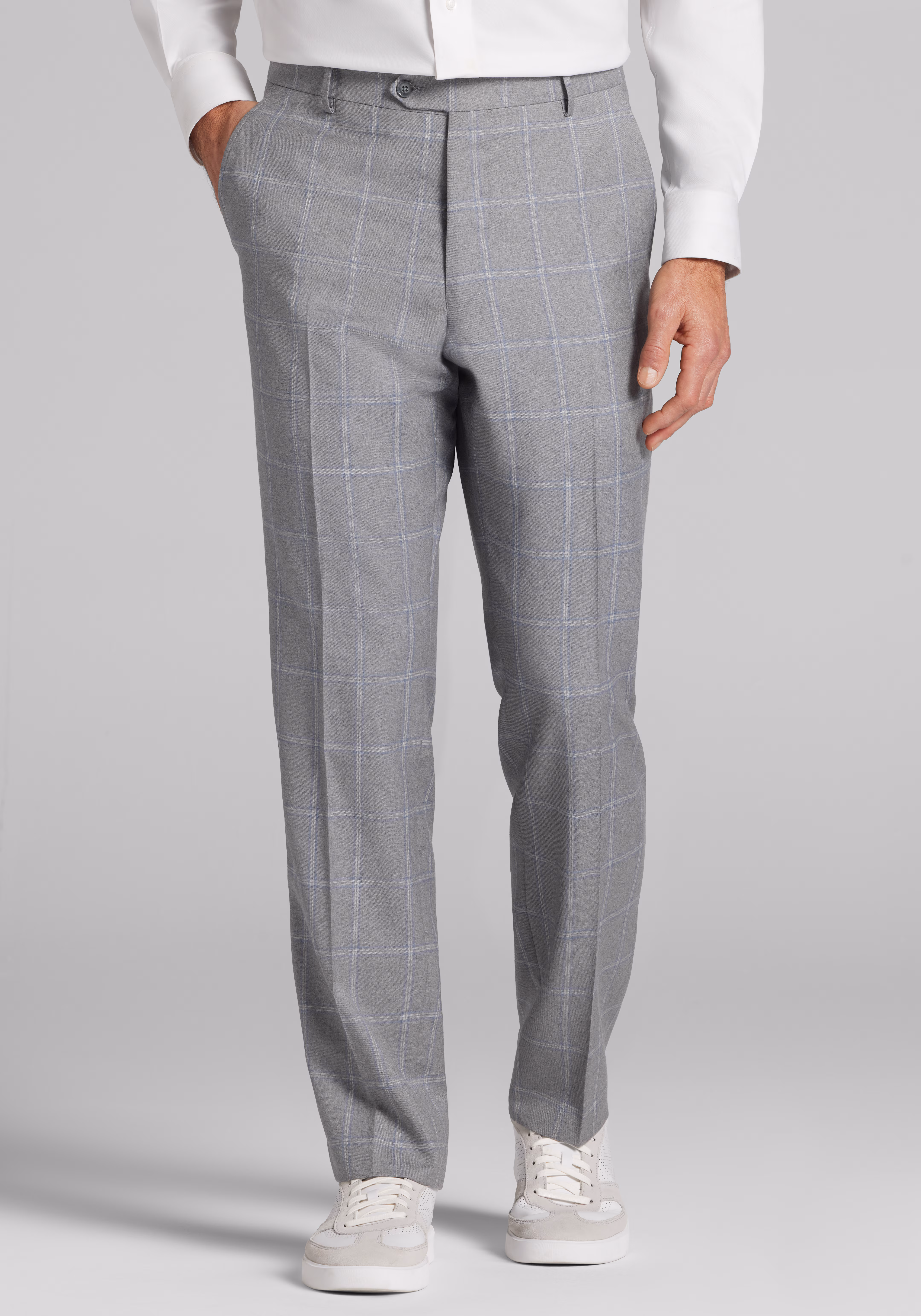 Reserve Collection Tailored Fit Windowpane Suit - Big & Tall