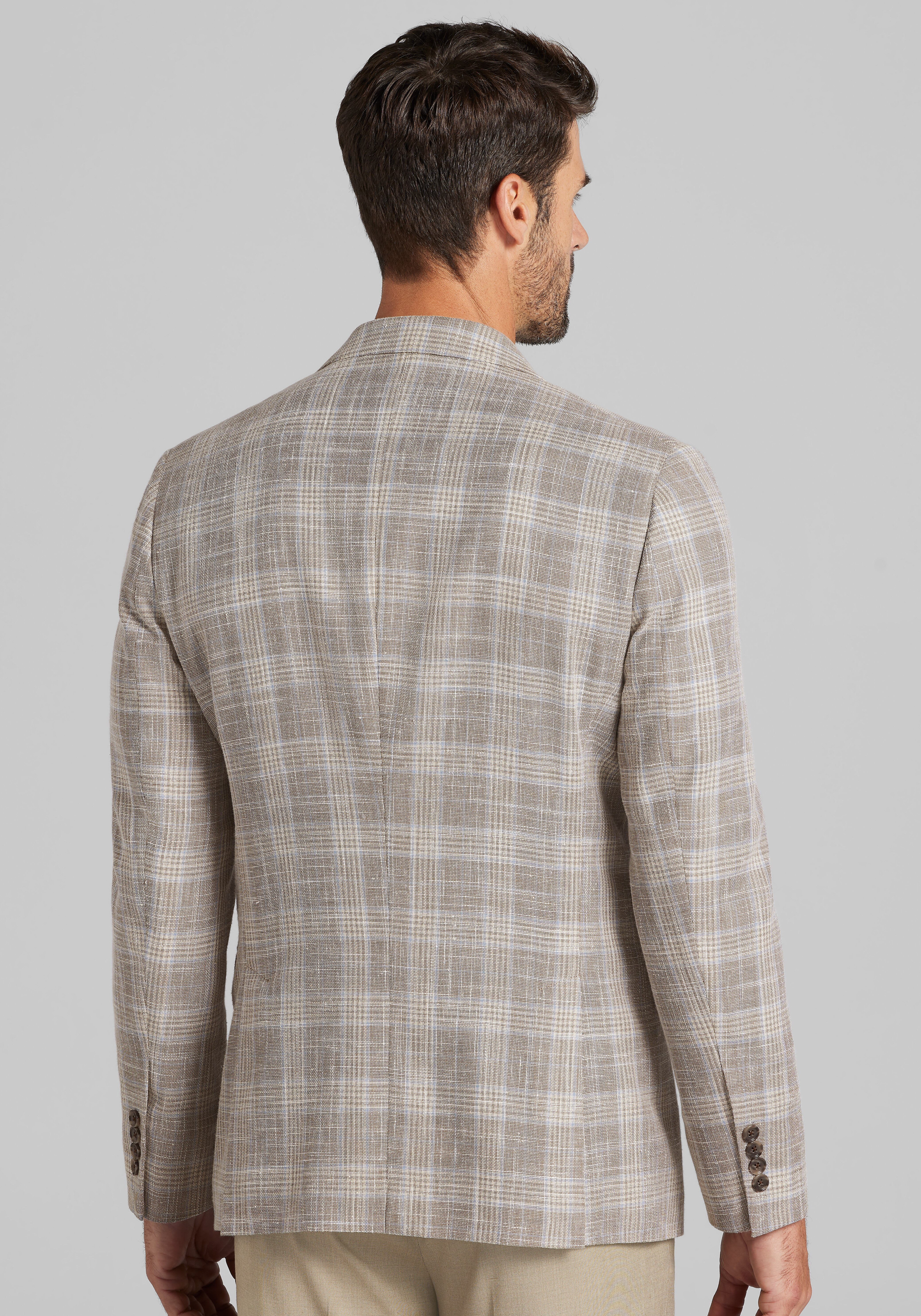 Reserve Collection Tailored Fit Wool-Cotton Blend Plaid Sportcoat