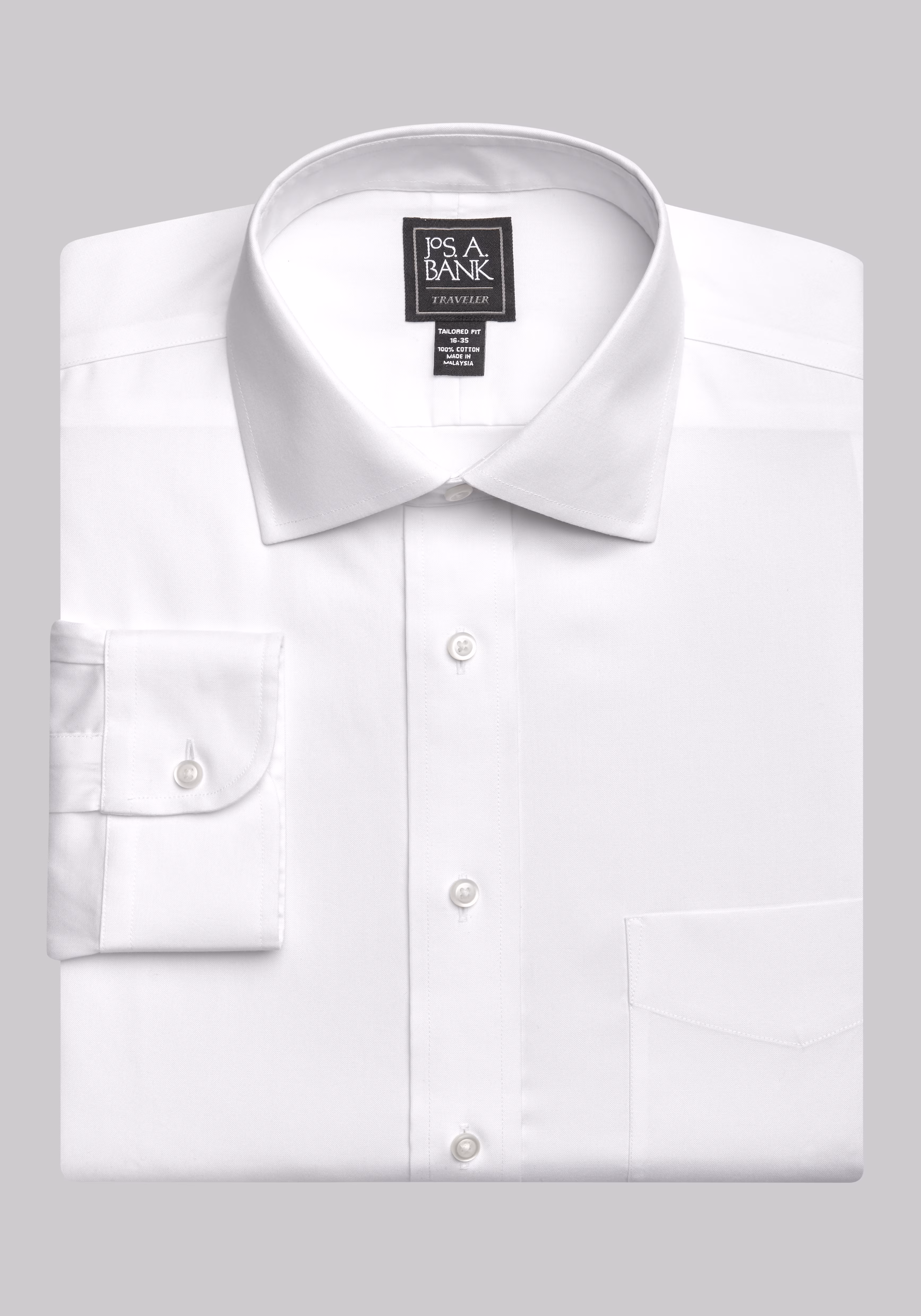 Traveler Collection Tailored Fit Spread Collar Solid Dress Shirt
