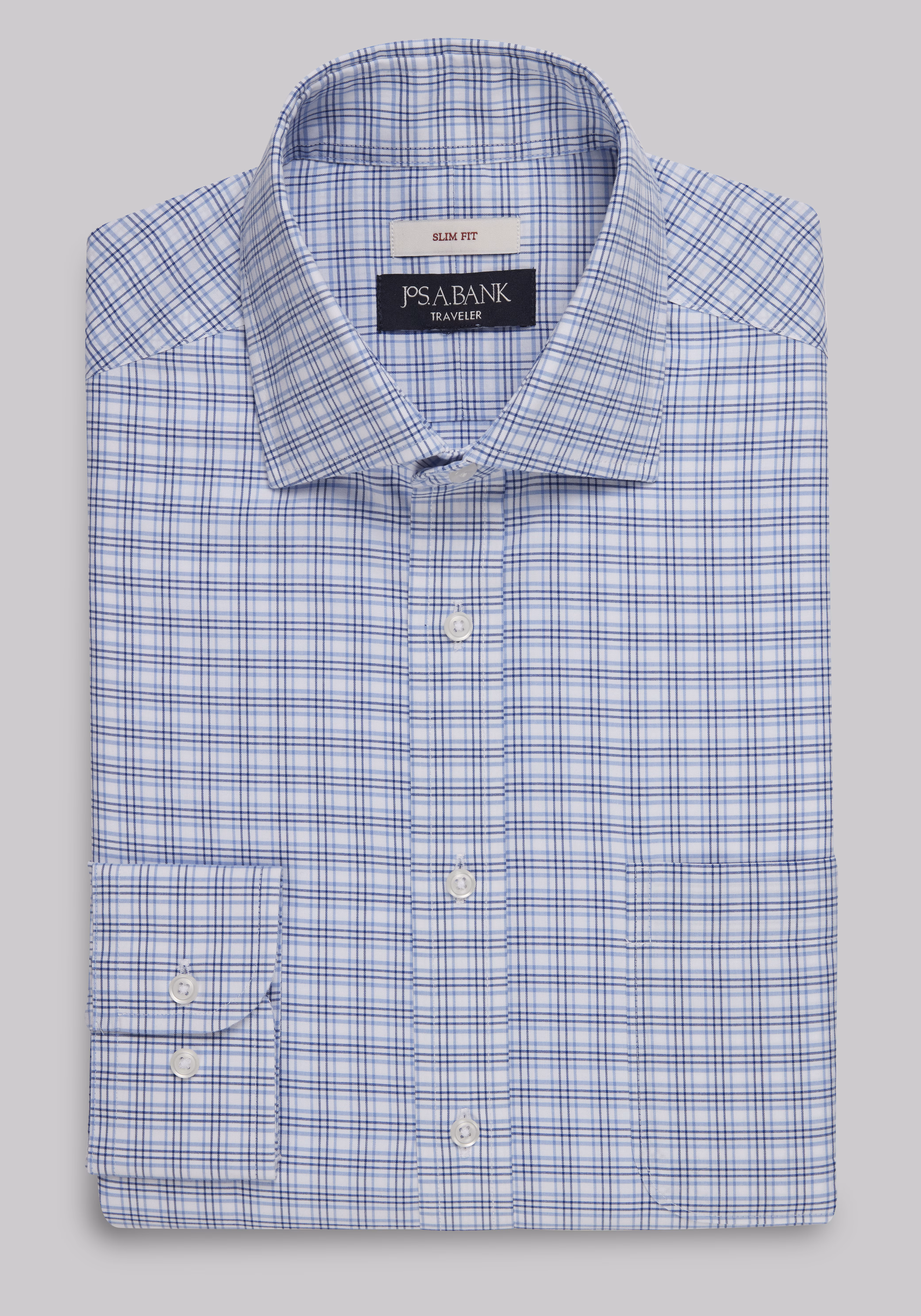 Traveler Collection Slim Fit Spread Collar Plaid Dress Shirt - Big & Tall