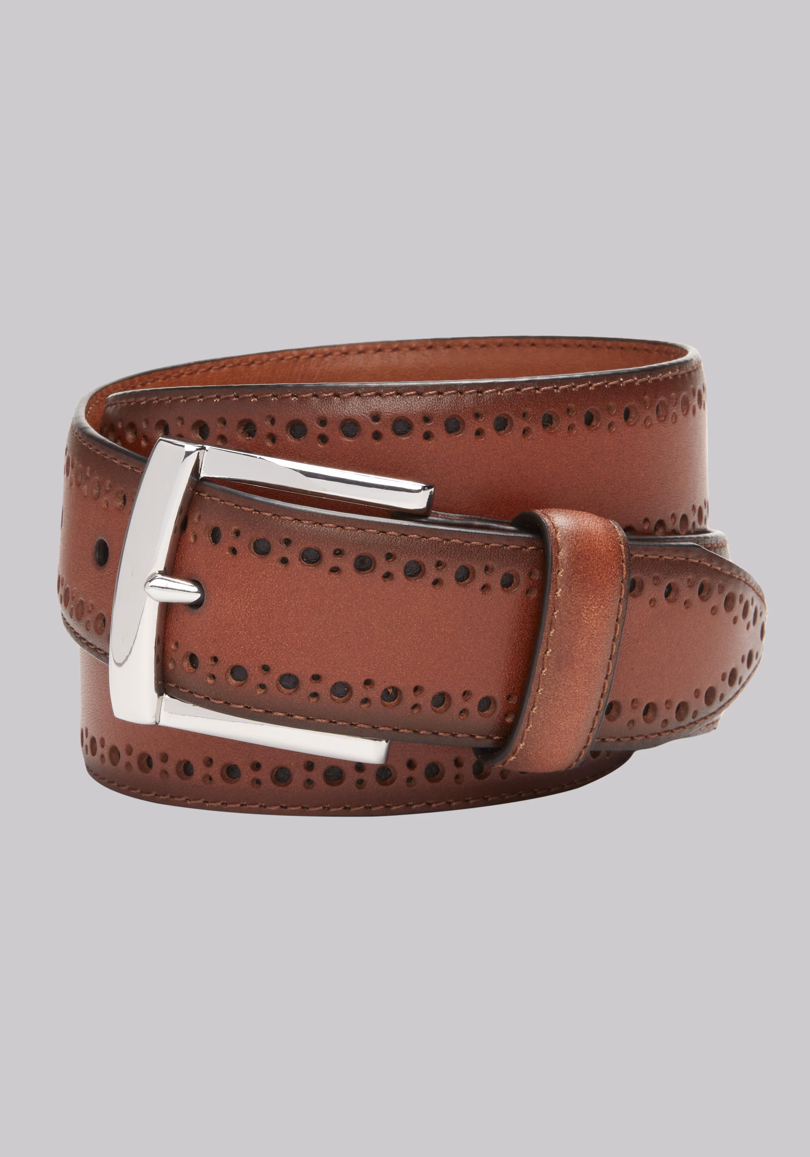 Johnston & Murphy Perforated Edge Leather Belt - Long