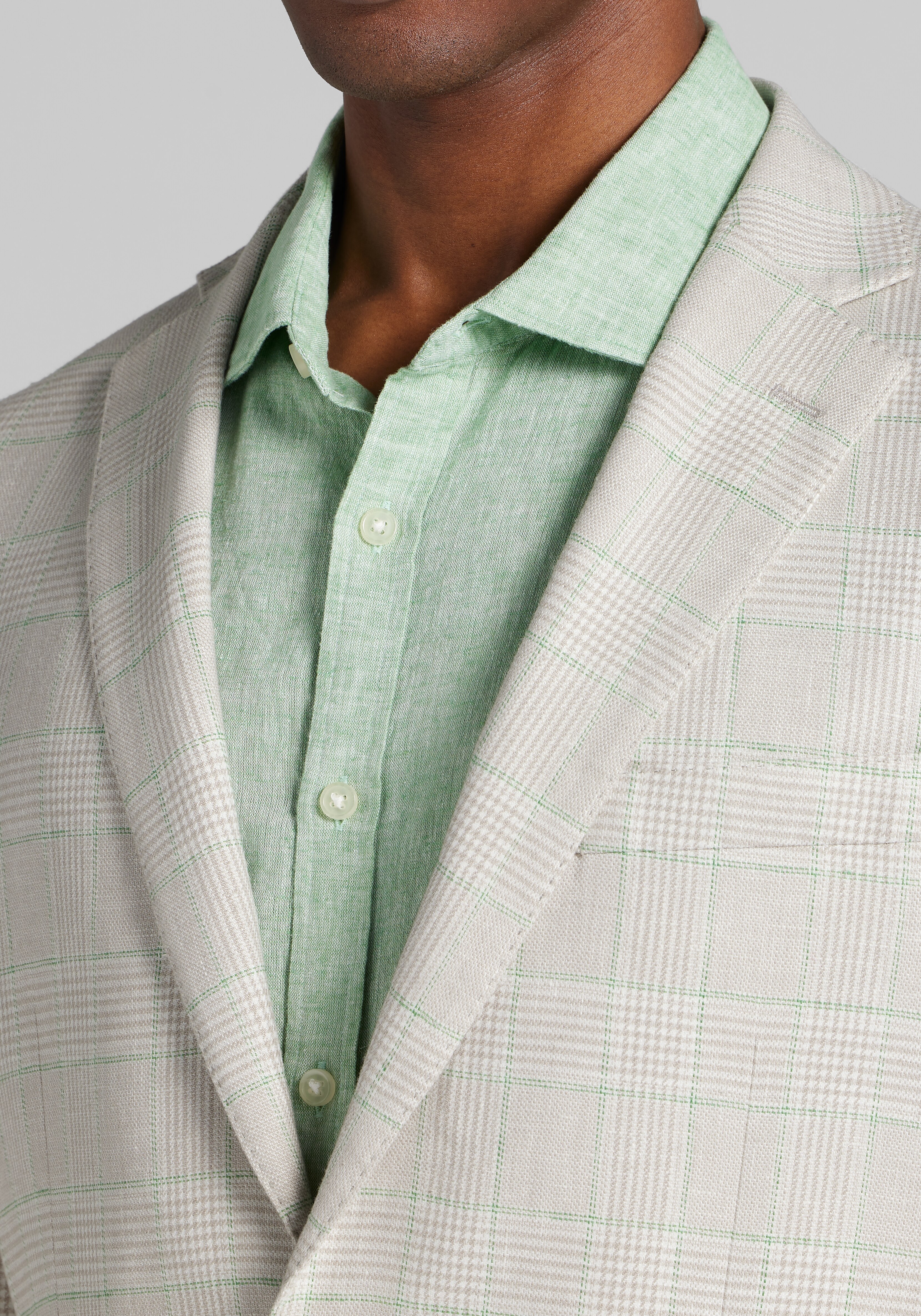 Jos. A. Bank Comfort Stretch Slim Fit Plaid Linen Blend Sportcoat