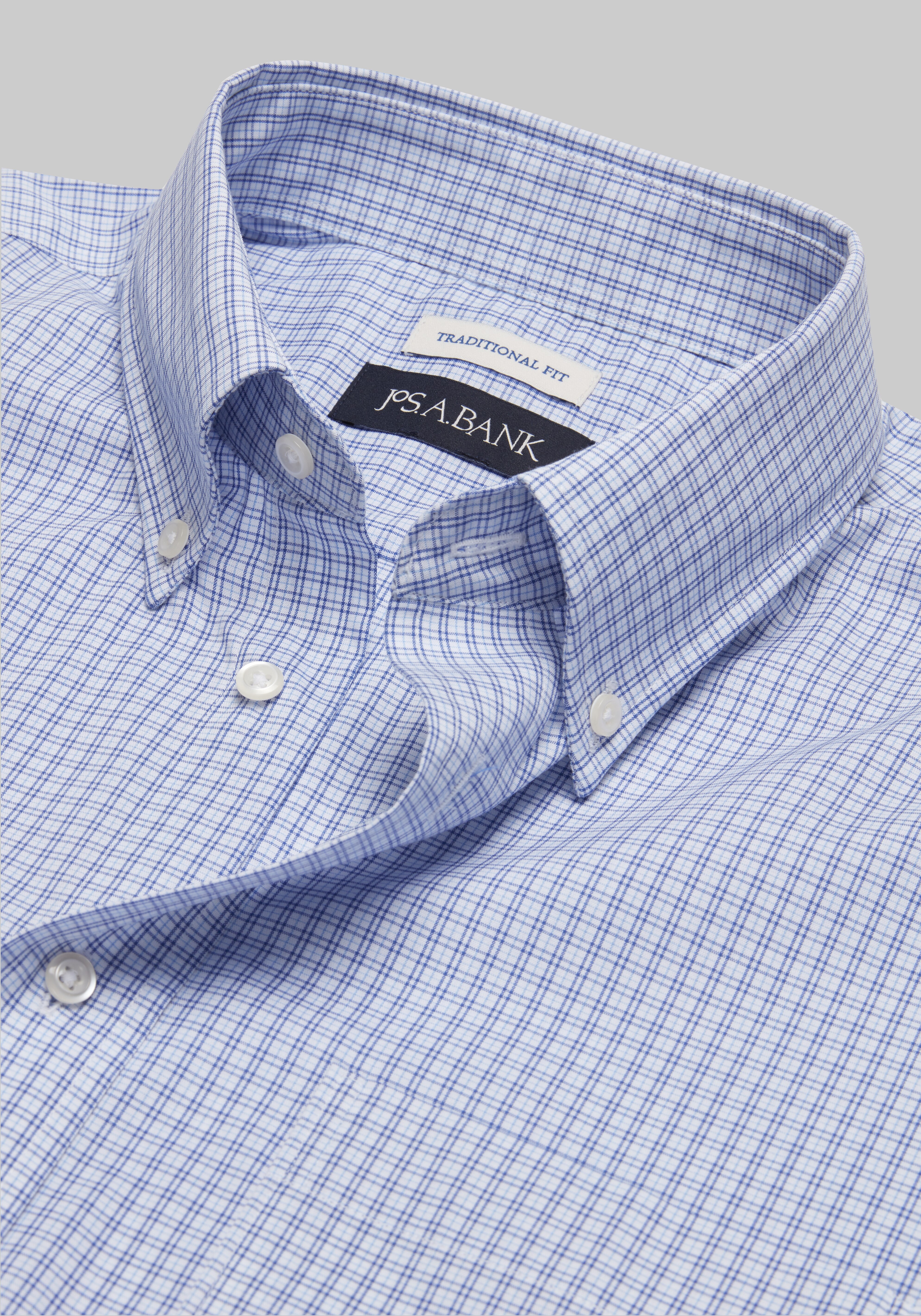 Jos. A. Bank Traditional Fit Button-Down Collar Double Check Dress Shirt - Big & Tall