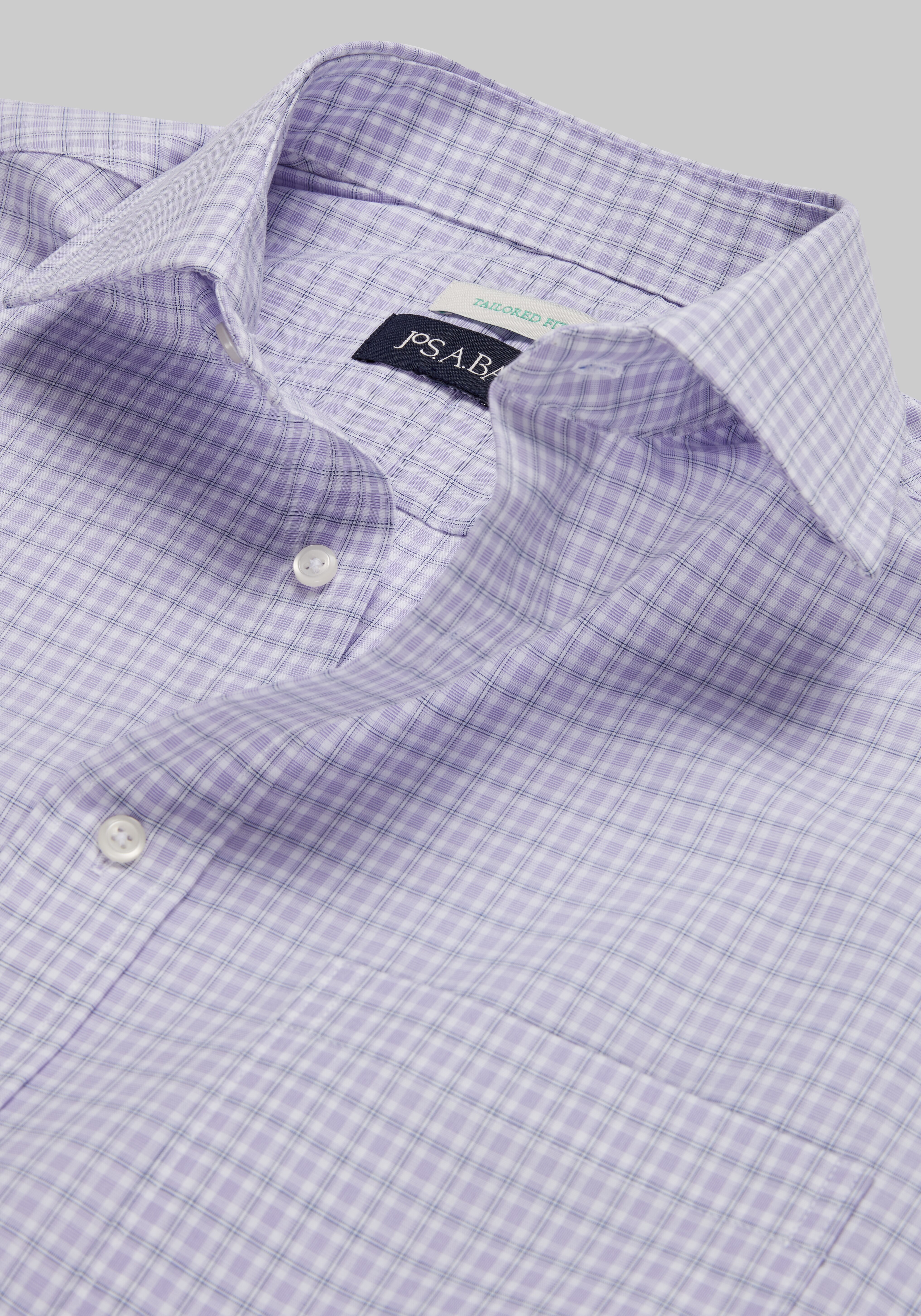 Jos. A. Bank Tailored Fit Spread Collar Plaid Dress Shirt